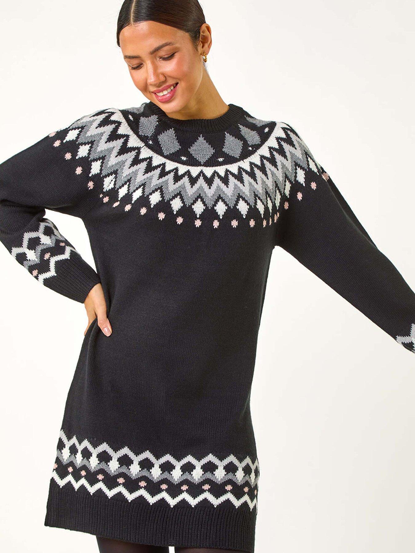 roman-geometric-print-knitted-shift-dress-blackback