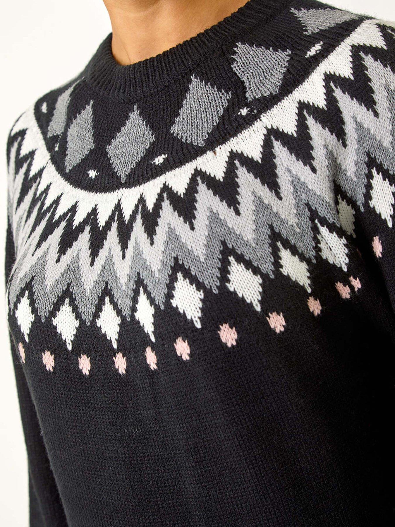 roman-geometric-print-knitted-shift-dress-blackdetail