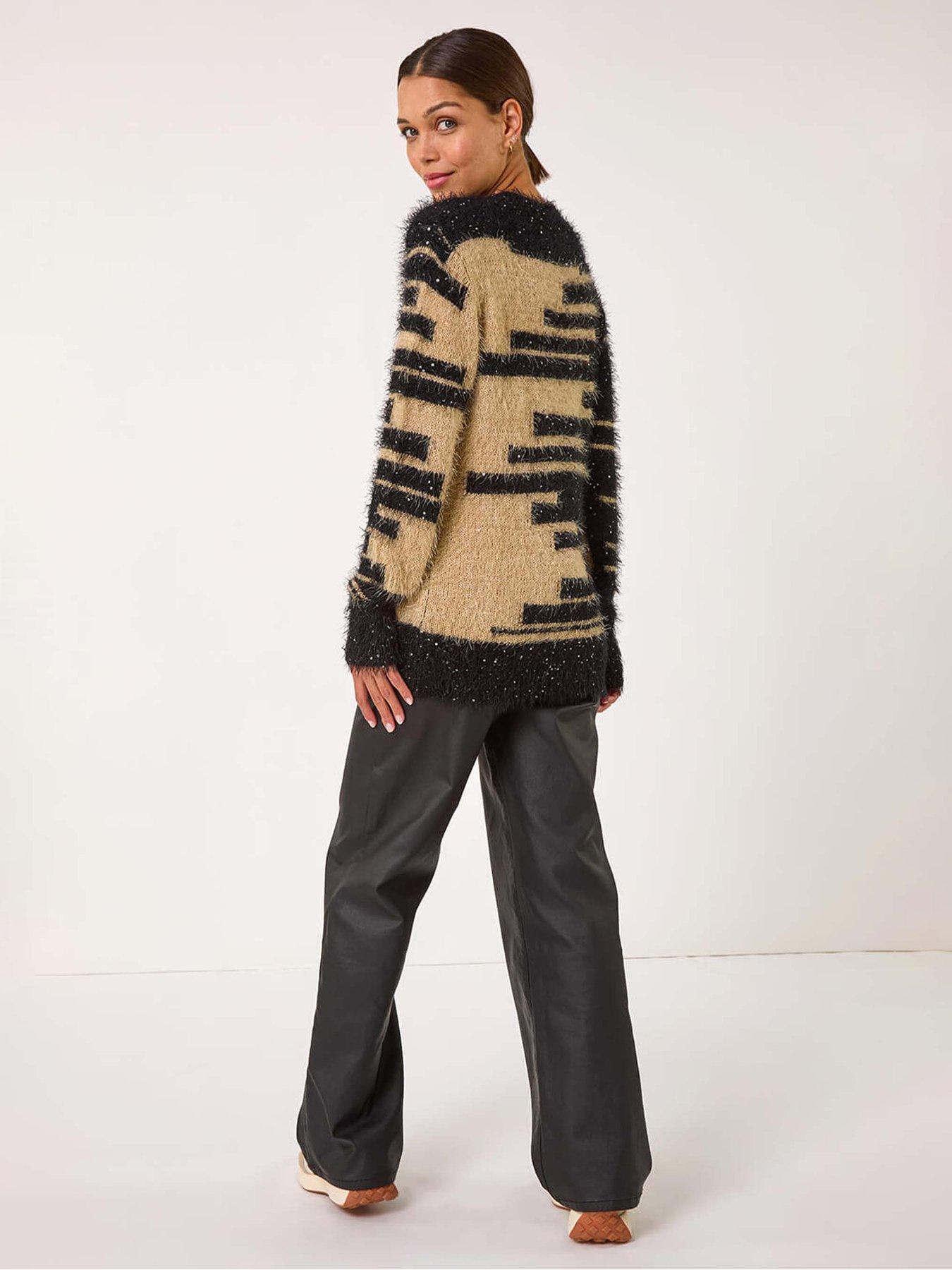 roman-fluffy-cut-stripe-knit-jumper-camelstillFront