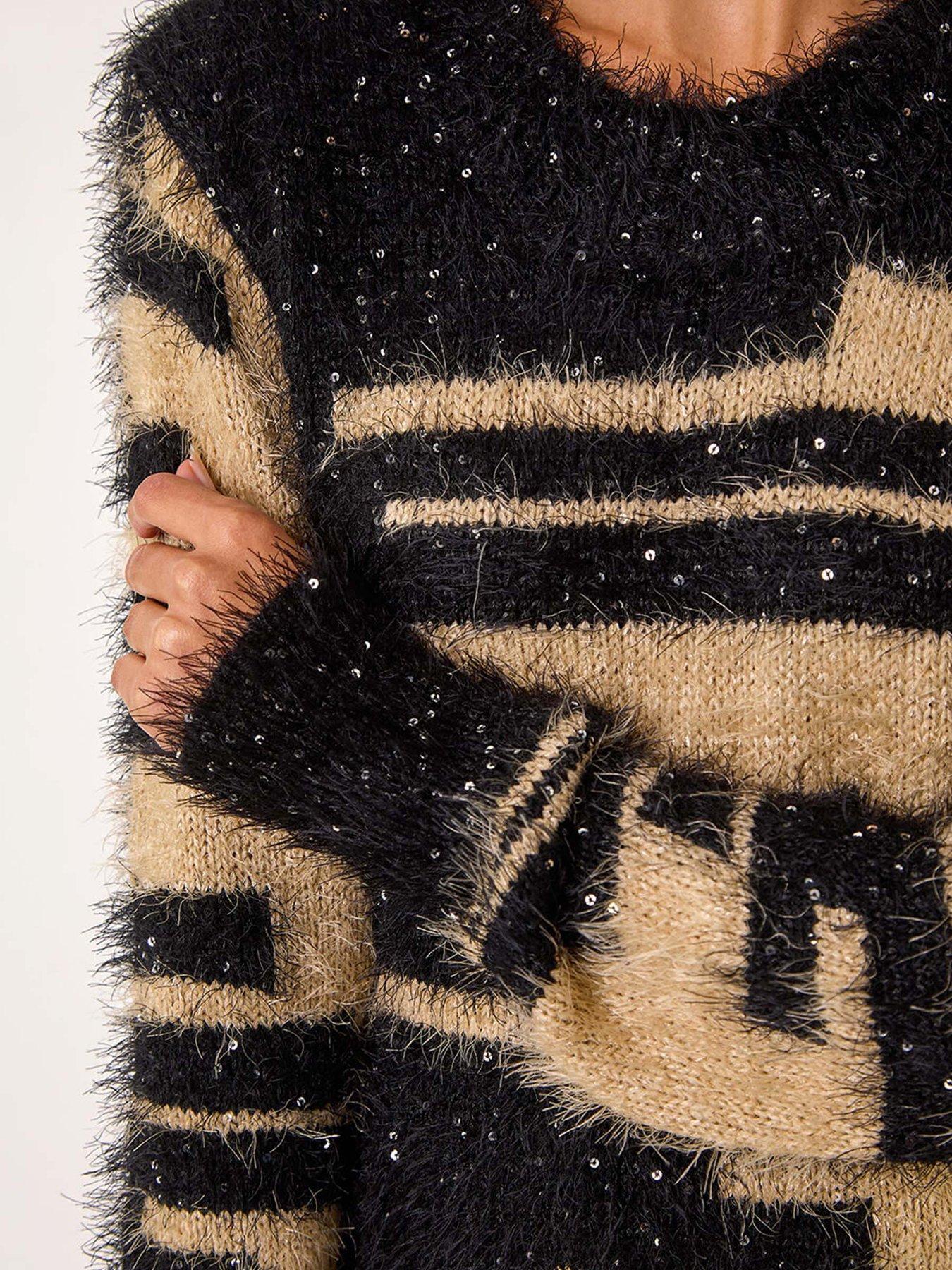 roman-fluffy-cut-stripe-knit-jumper-cameldetail