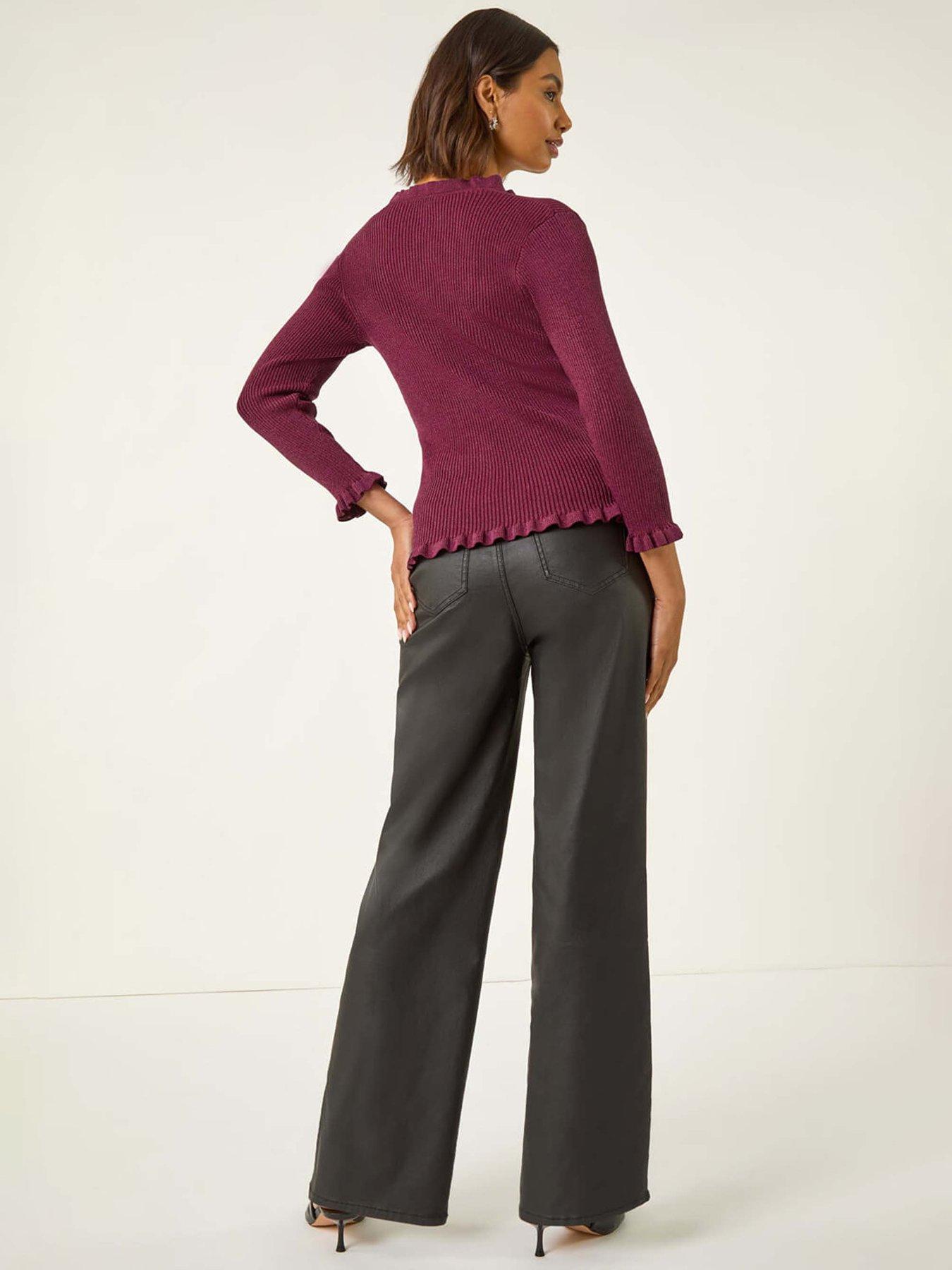 roman-v-neck-ruffle-knit-burgundystillFront