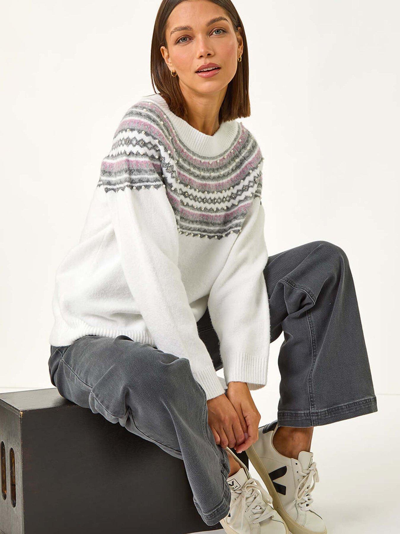 roman-pearl-embellished-printed-jumper-ivoryoutfit