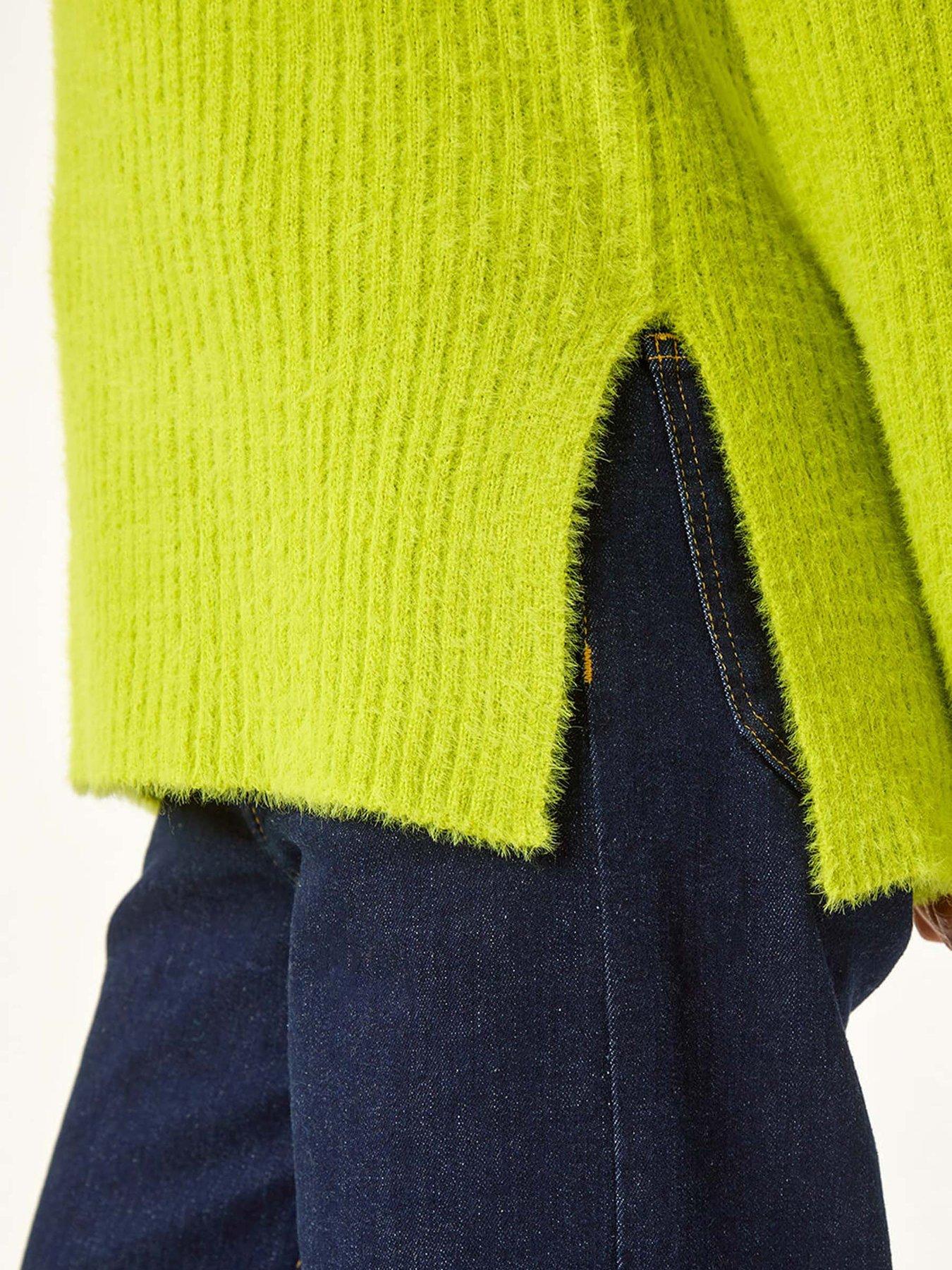 Image 5 of 5 of Roman V-neck Fluffy Knit Jumper - Lime