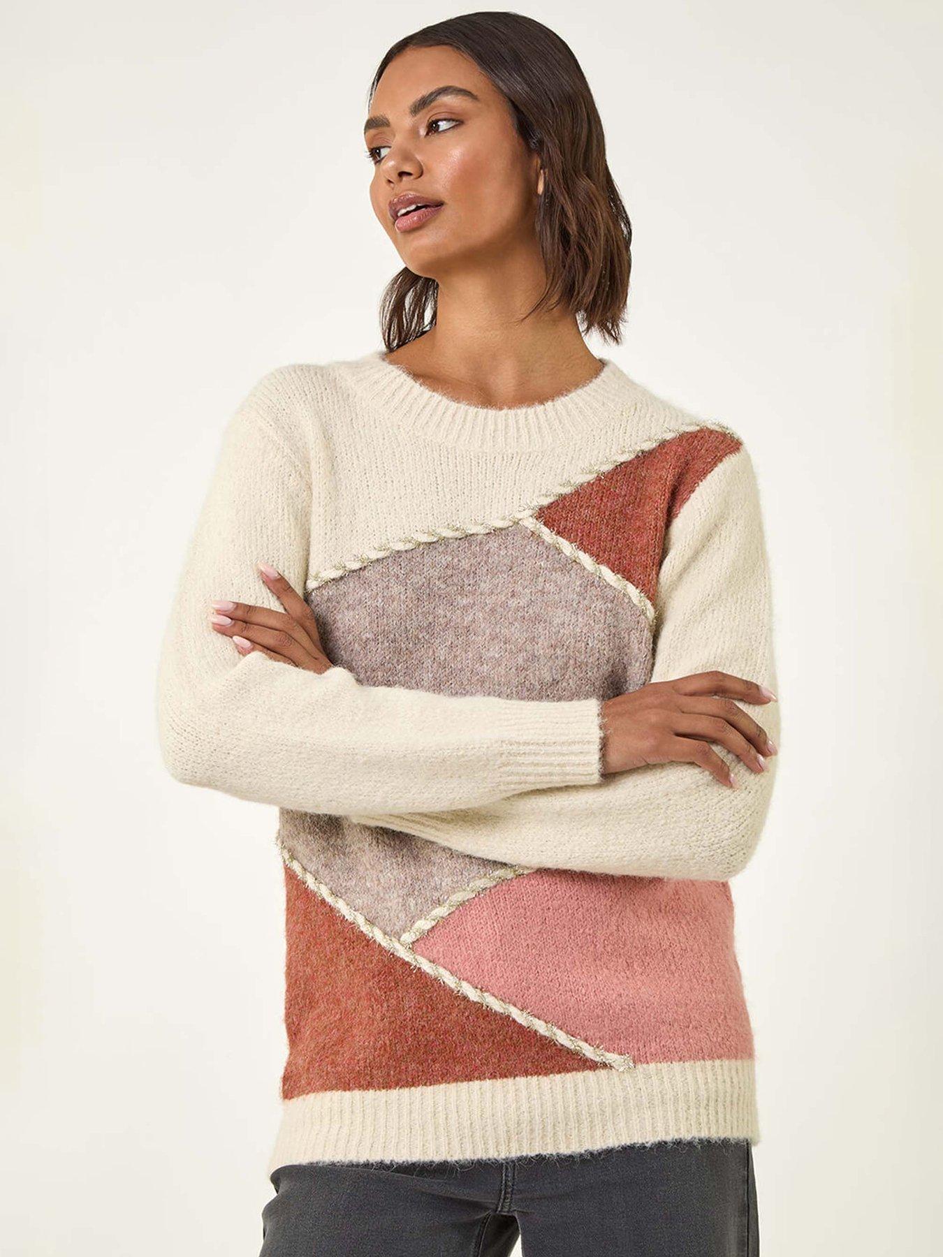 Roman Patch Work Knit Jumper - Ivory