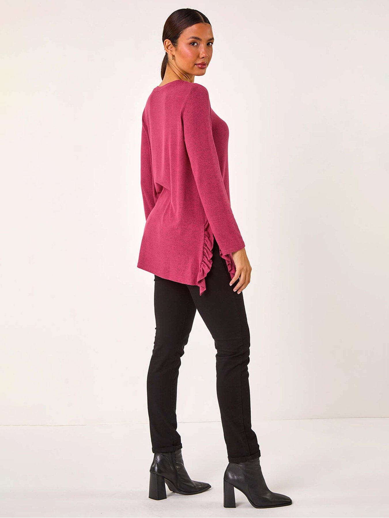 roman-soft-touch-side-ruffle-top-pinkstillFront