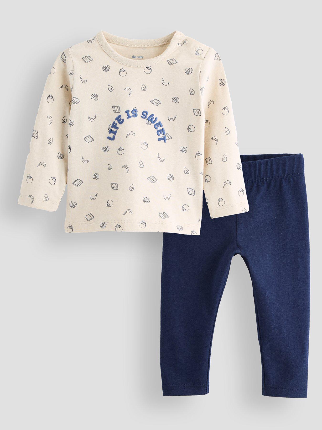 The Very Collection Life Is Sweet Slogan Top and Legging Set - Blue