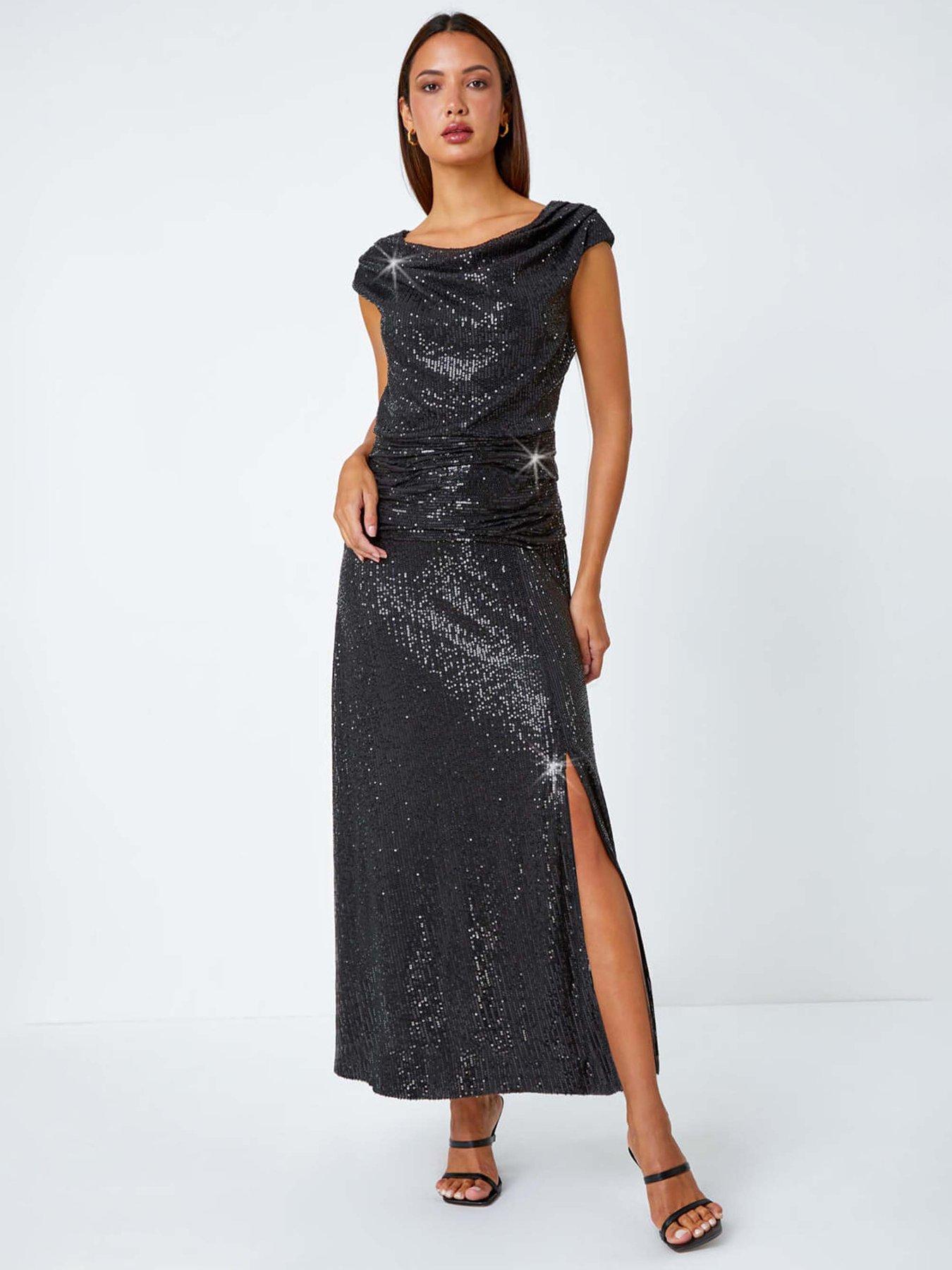 roman-sequin-cowl-neck-maxi-stretch-dress-black