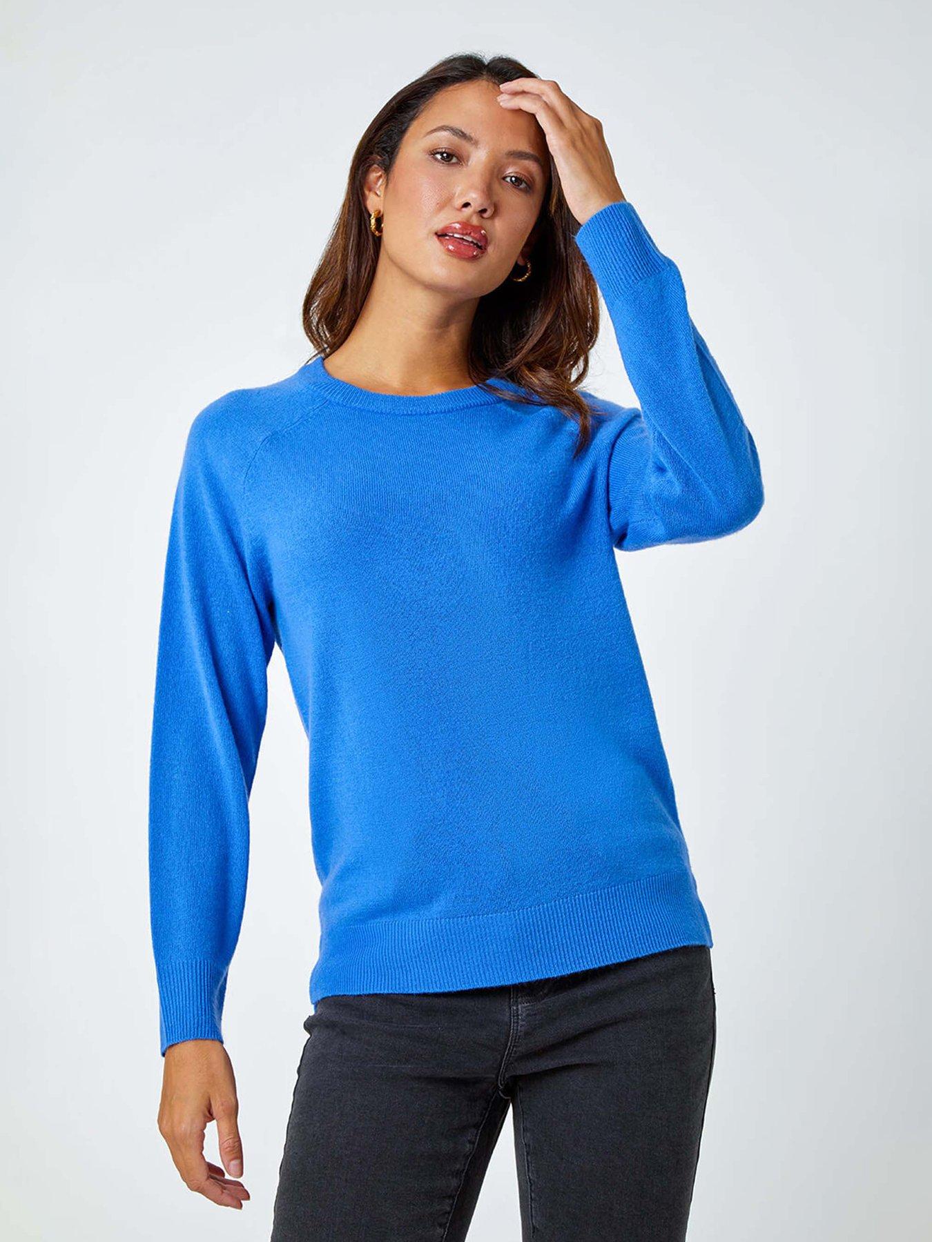 Roman Plain Soft Crew Neck Jumper - Blue