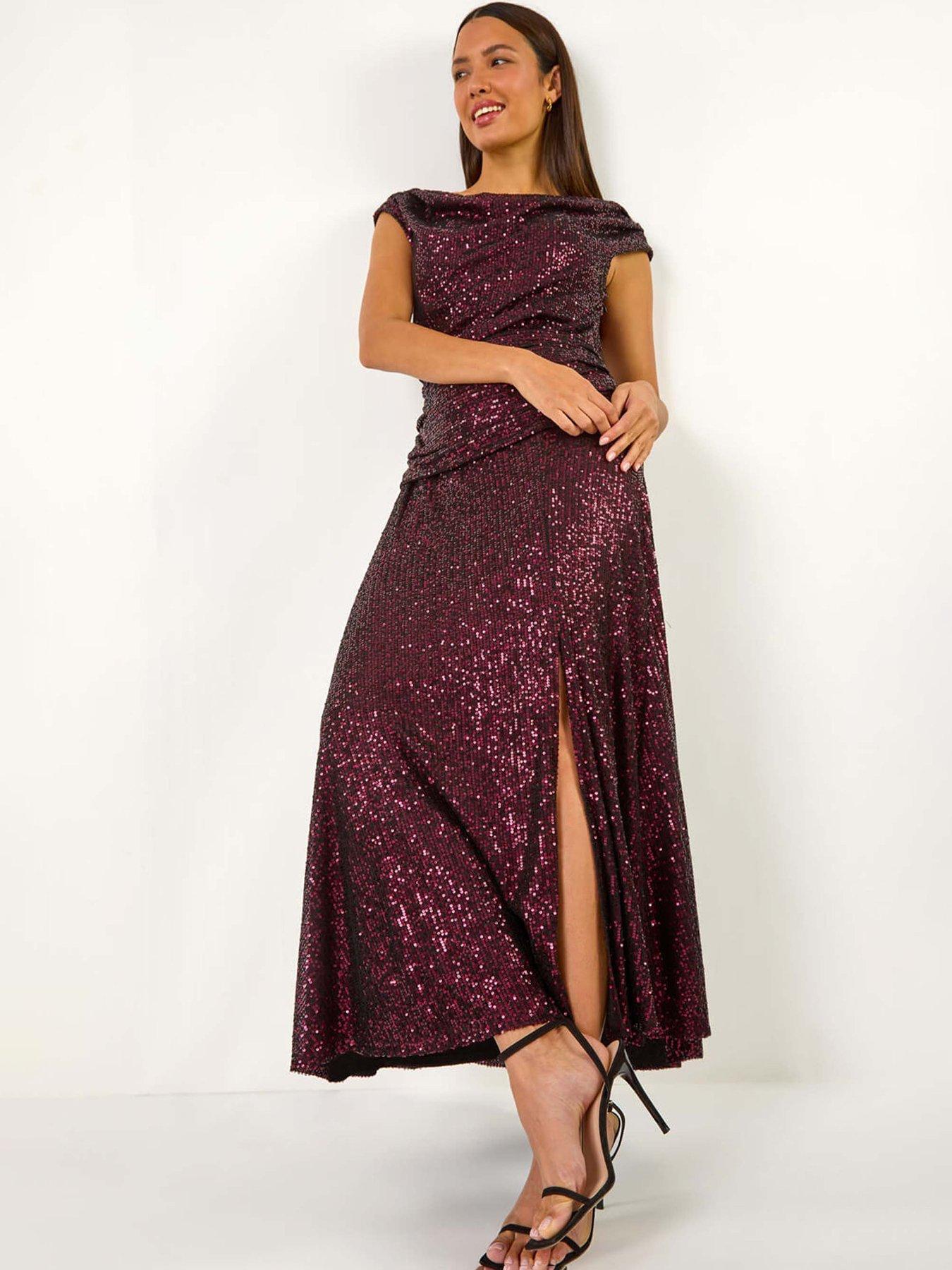 roman-sequin-cowl-neck-maxi-stretch-dress-magenta