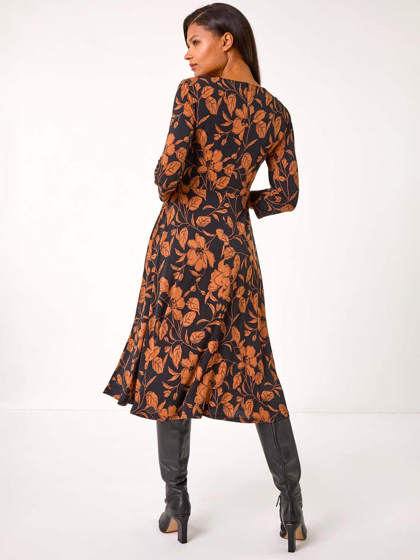 roman-leaf-print-wrap-midi-dress-tanstillFront
