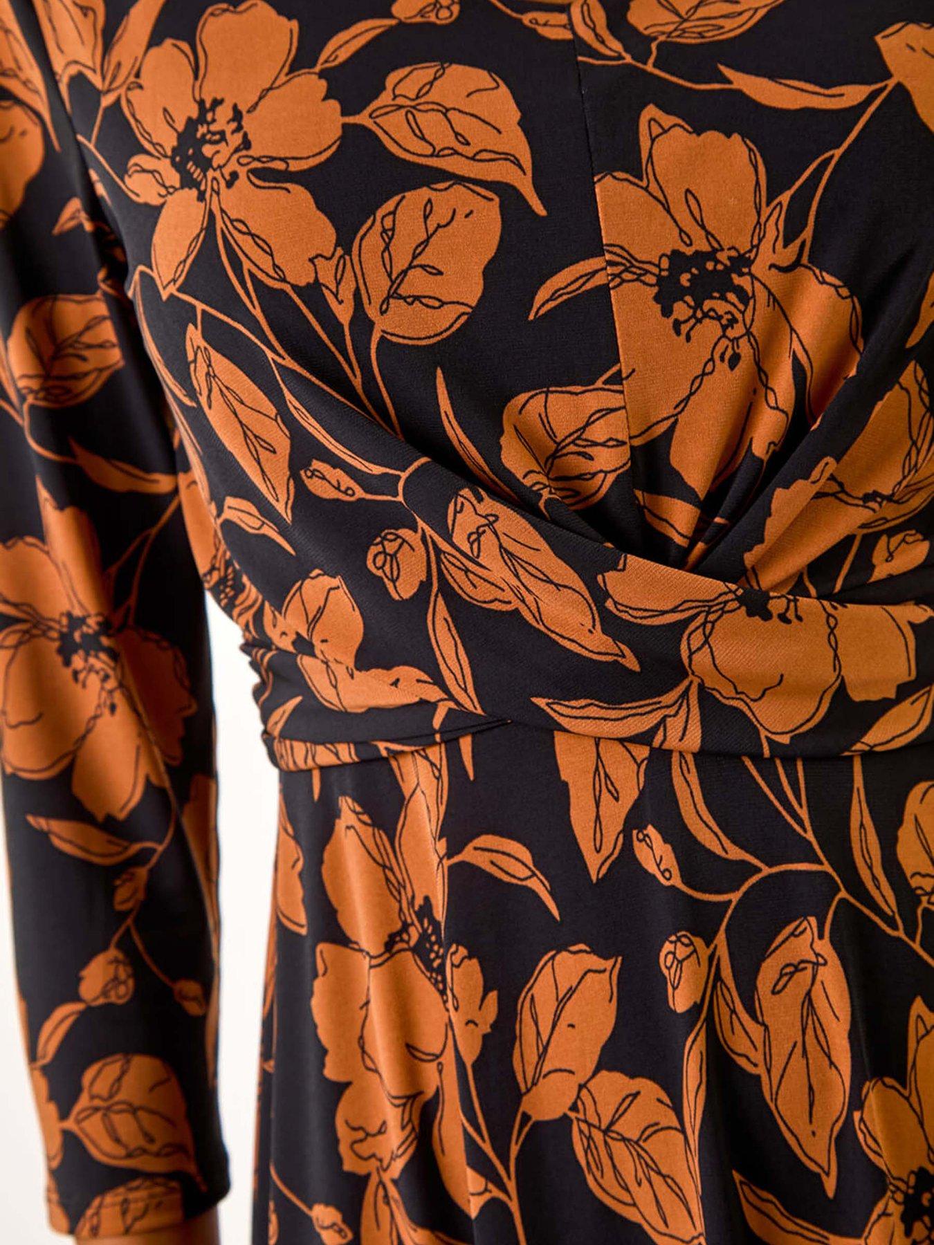 roman-leaf-print-wrap-midi-dress-tandetail