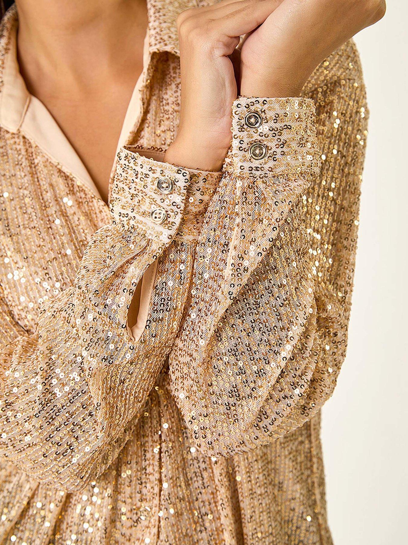 roman-dusk-sequin-button-through-blouse-golddetail