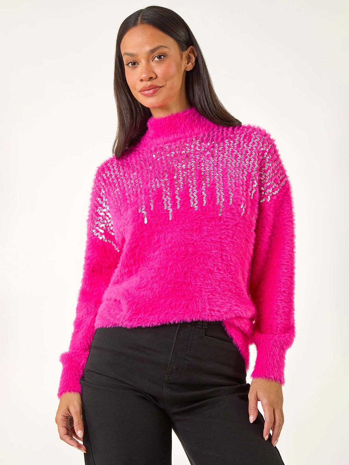roman-dusk-sequin-embellished-fluffy-knit-jumper-pinkfront