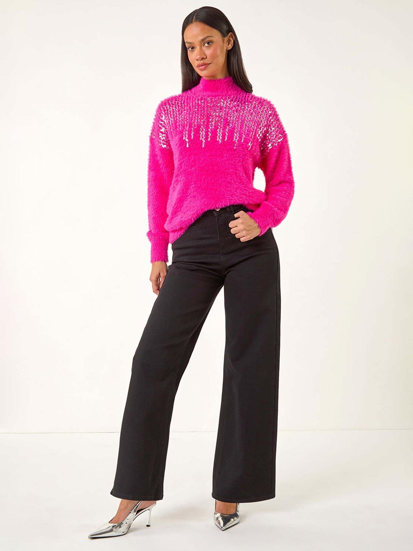 roman-dusk-sequin-embellished-fluffy-knit-jumper-pinkback