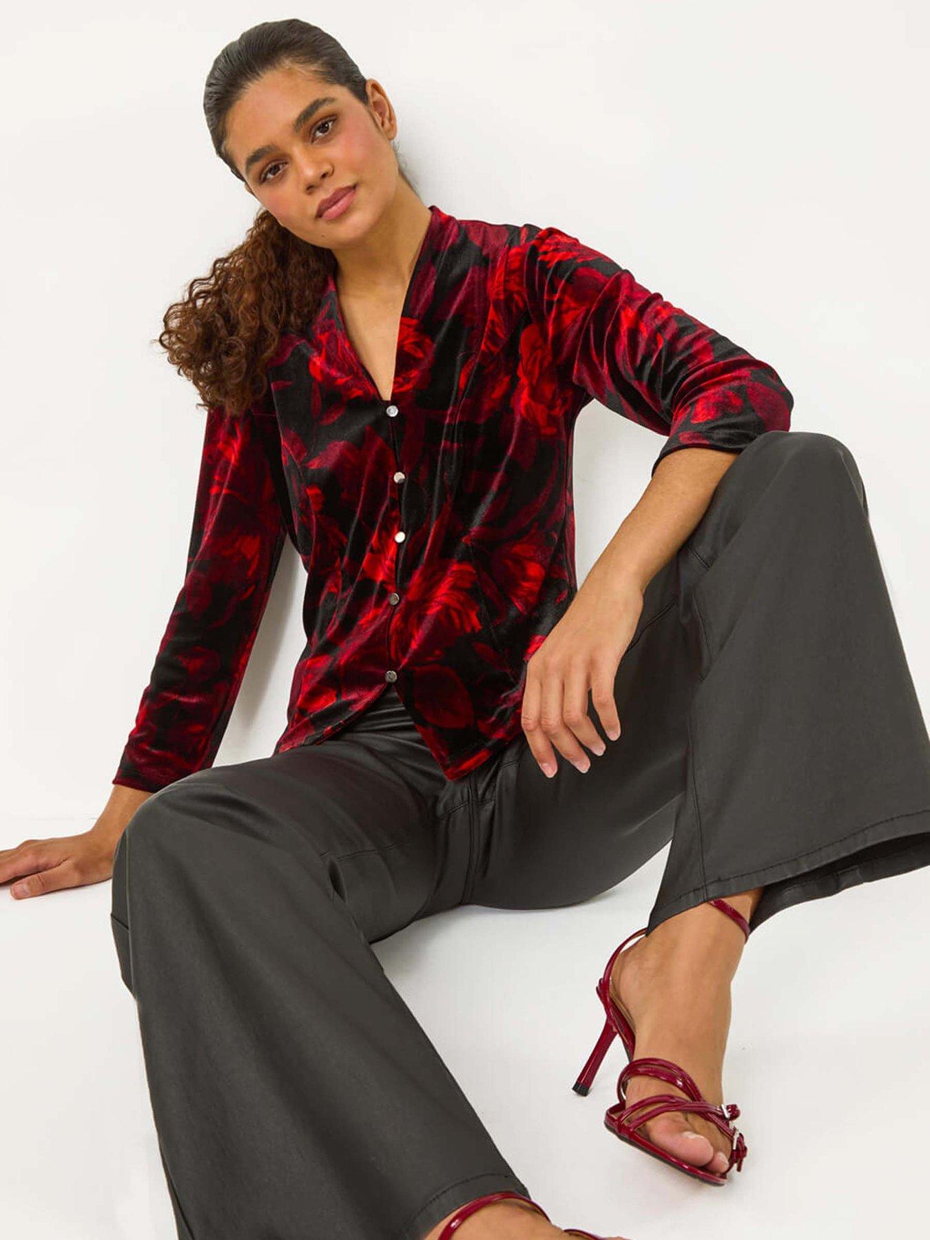 roman-floral-print-velvet-blouse-redback