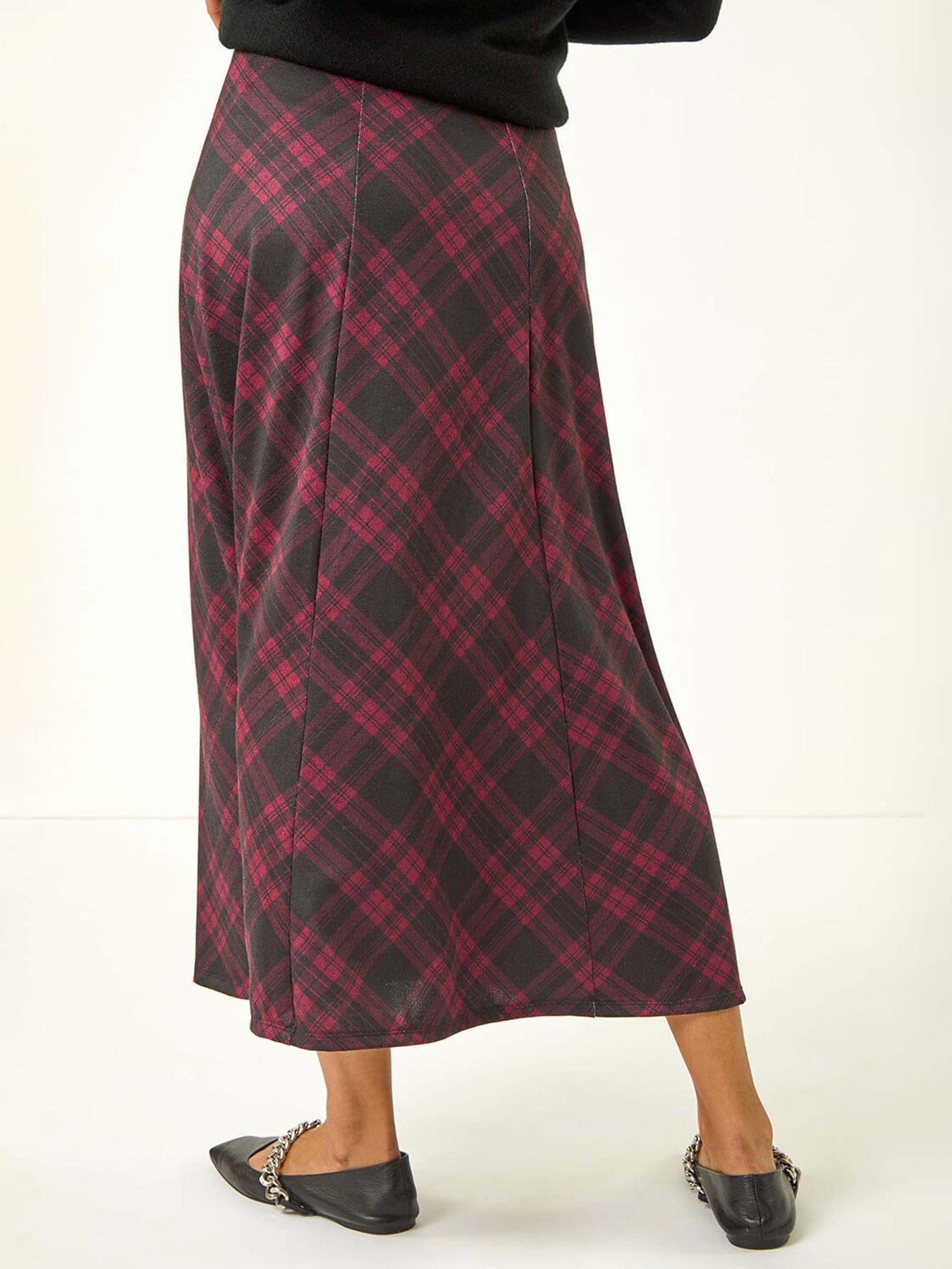 roman-check-print-midi-stretch-skirt-winestillFront
