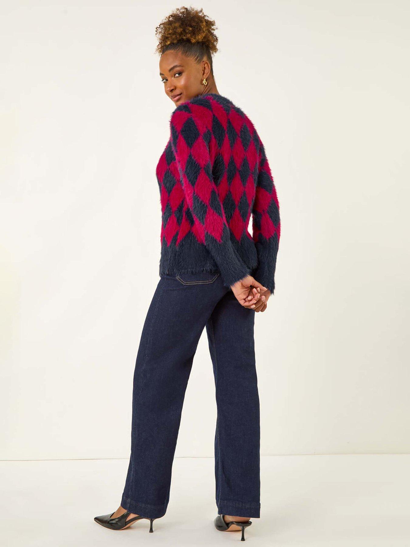 roman-checkered-buttoned-cardigan-redstillFront