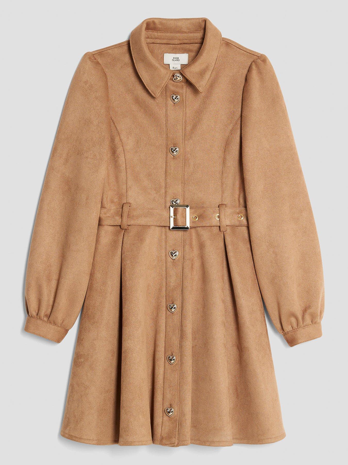 river-island-older-girls-suedette-skater-dress-brown