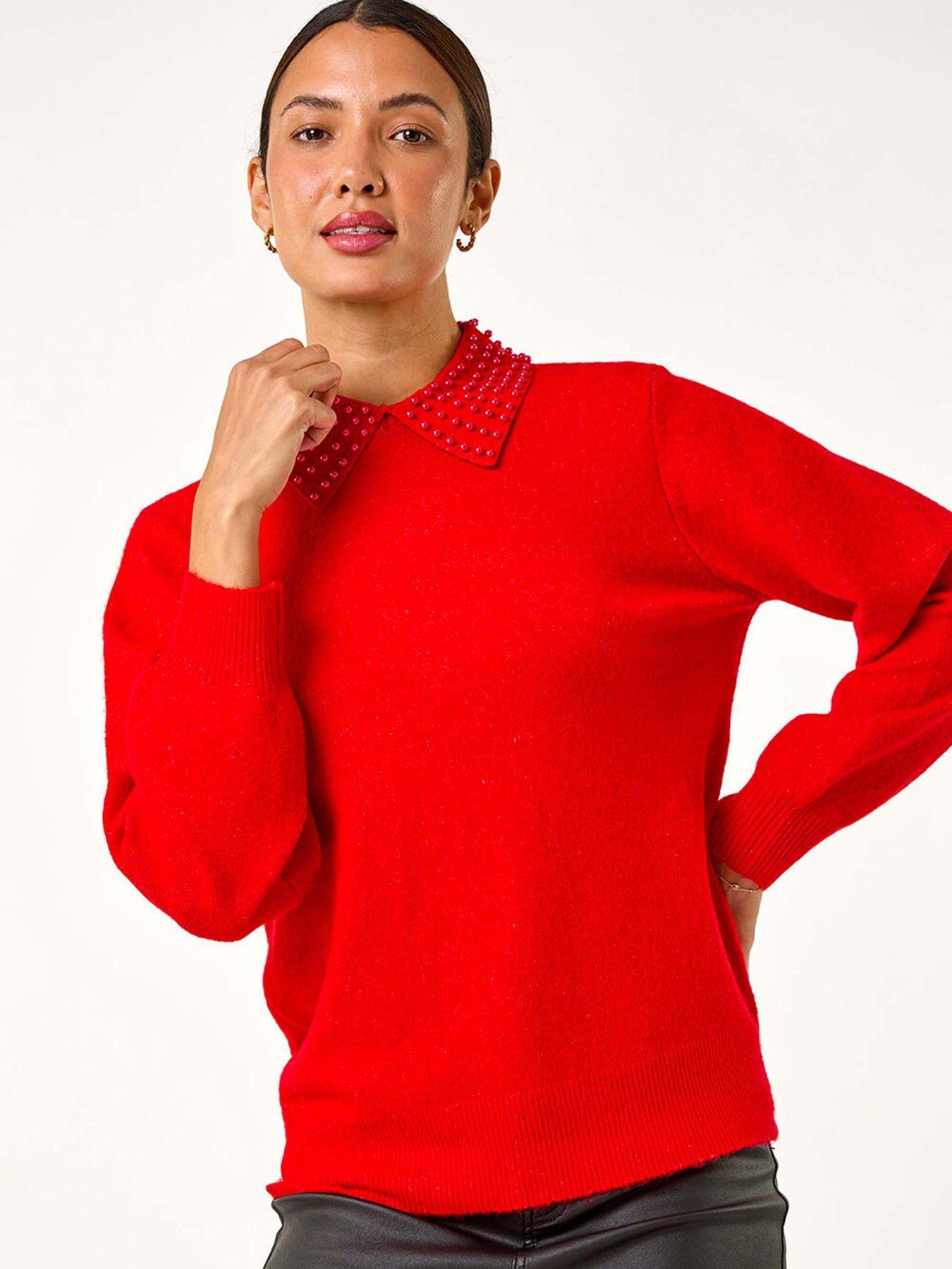 roman-faux-pearl-collar-jumper-red