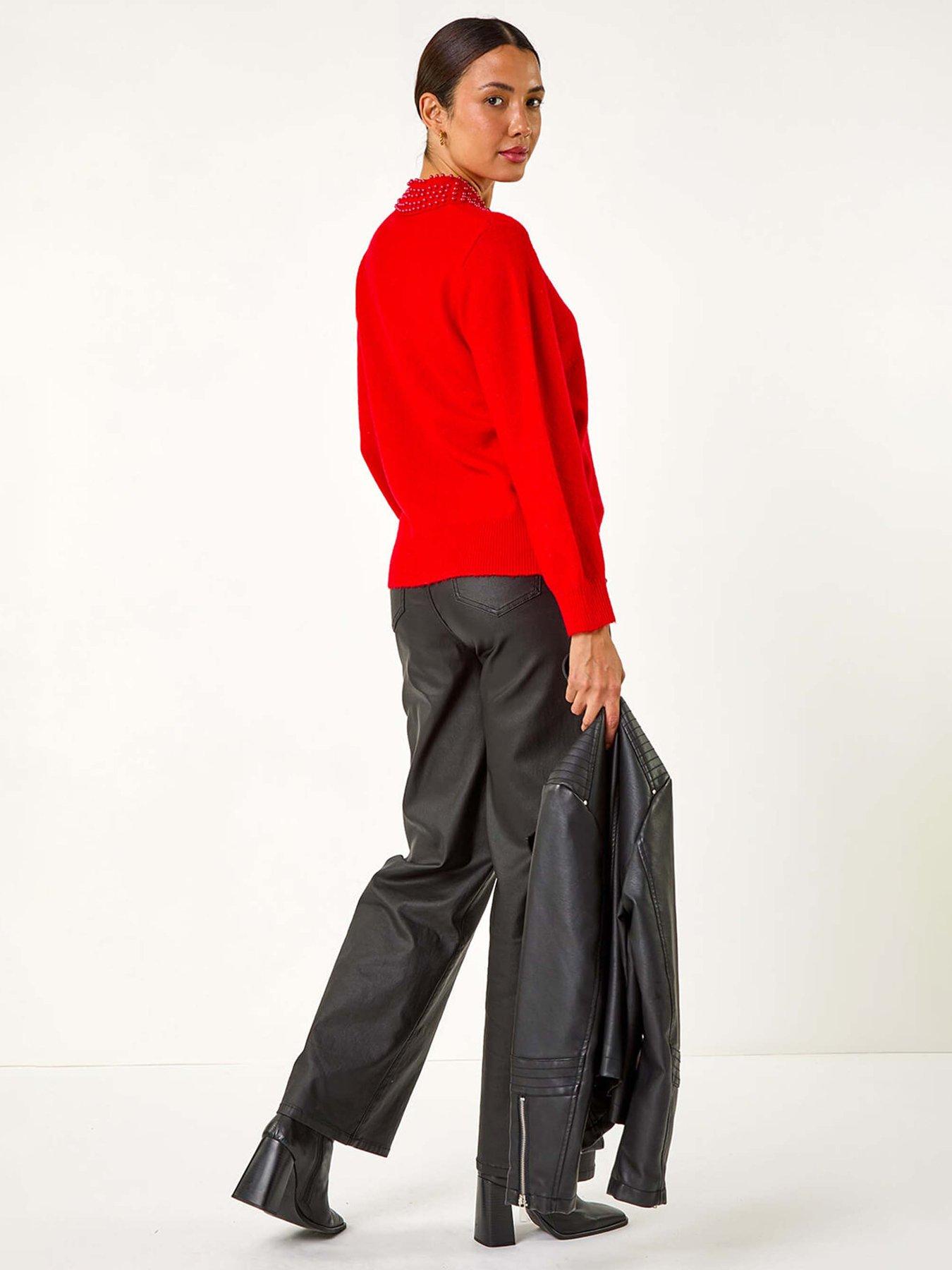 roman-faux-pearl-collar-jumper-redstillFront