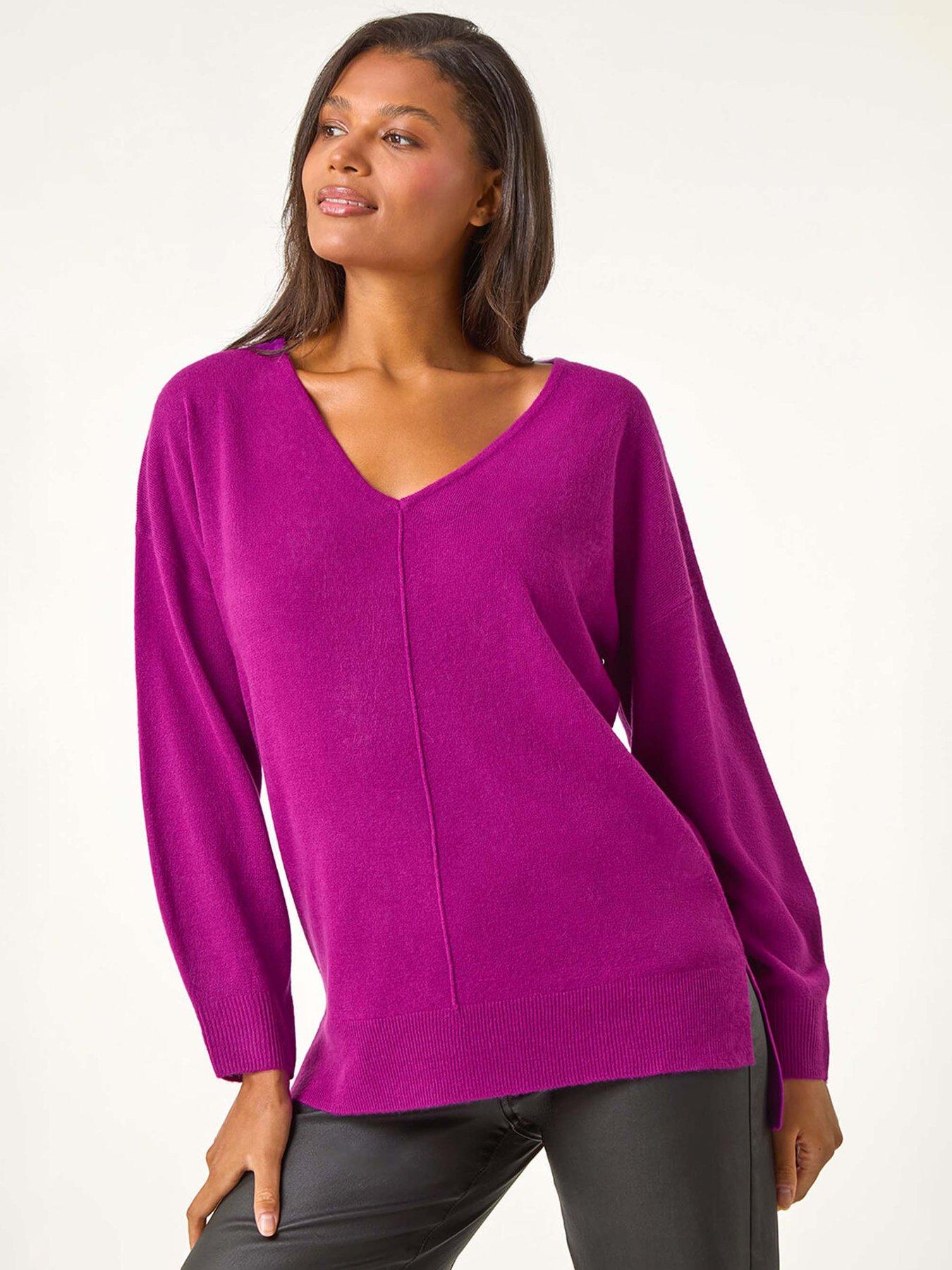 roman-soft-v-neck-side-split-knit-sweater-plum