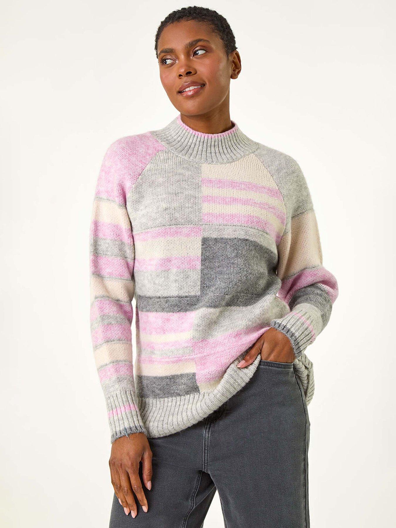 roman-stripe-colour-block-knitted-jumper-light-grey