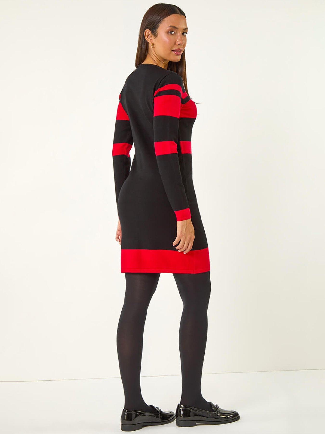 roman-colour-block-knit-dress-redstillFront