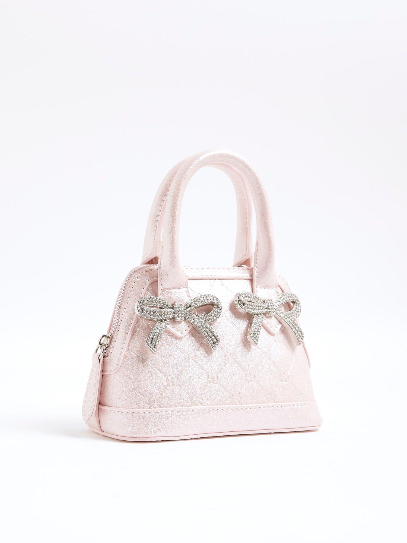 Image 3 of 5 of River Island Older Girls Metallic Bow Tote Bag - Pink