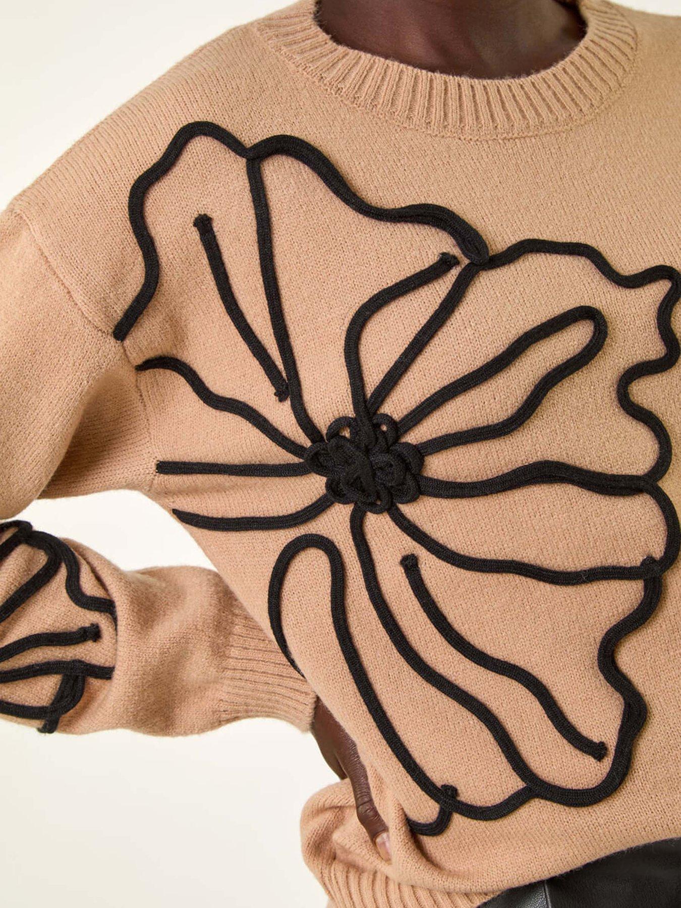 roman-cornelli-rose-knit-jumper-cameldetail