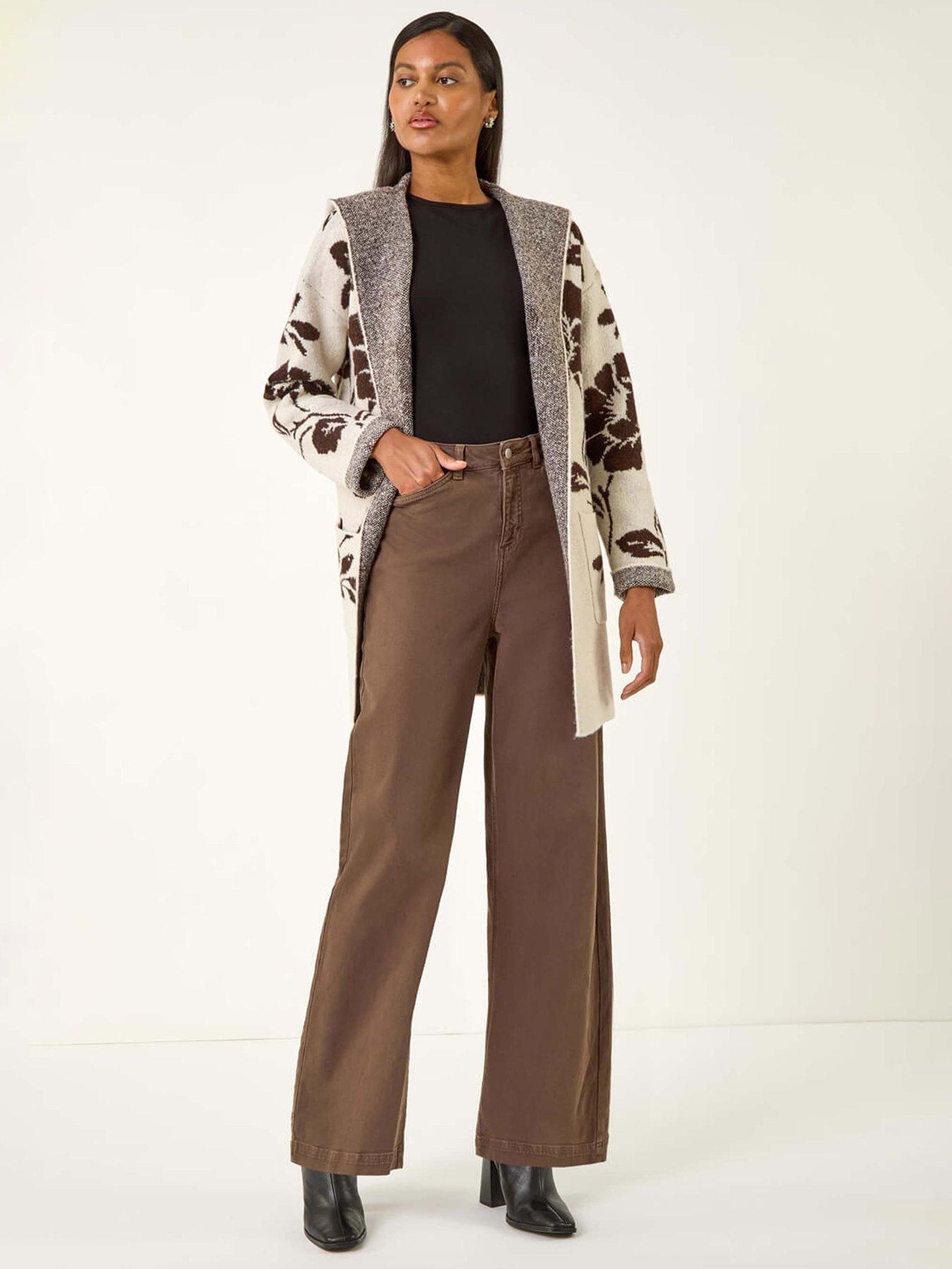 Roman Floral Hooded Knit Cardigan - Beige