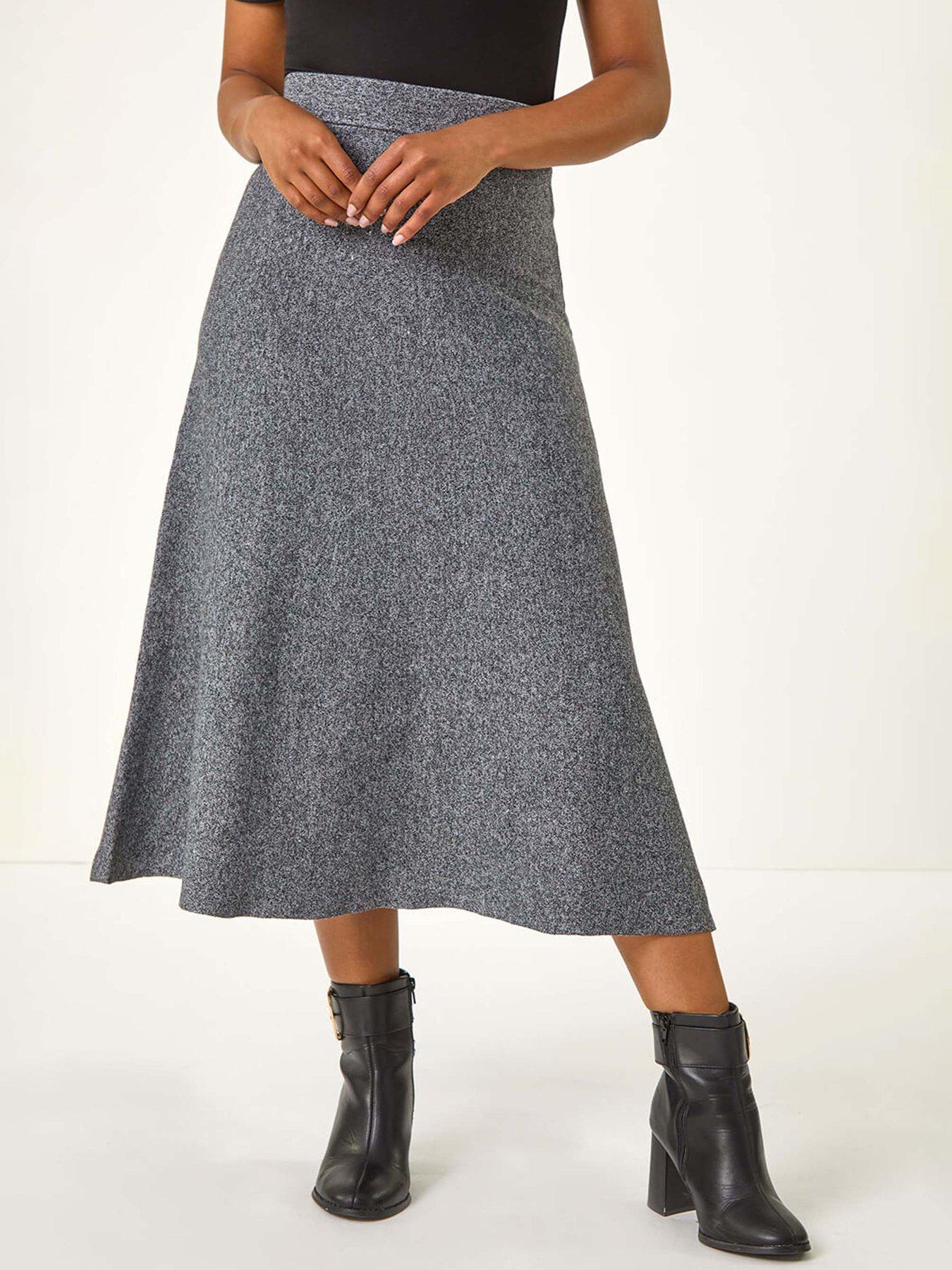 roman-petite-stretch-knitted-midi-skirt-grey