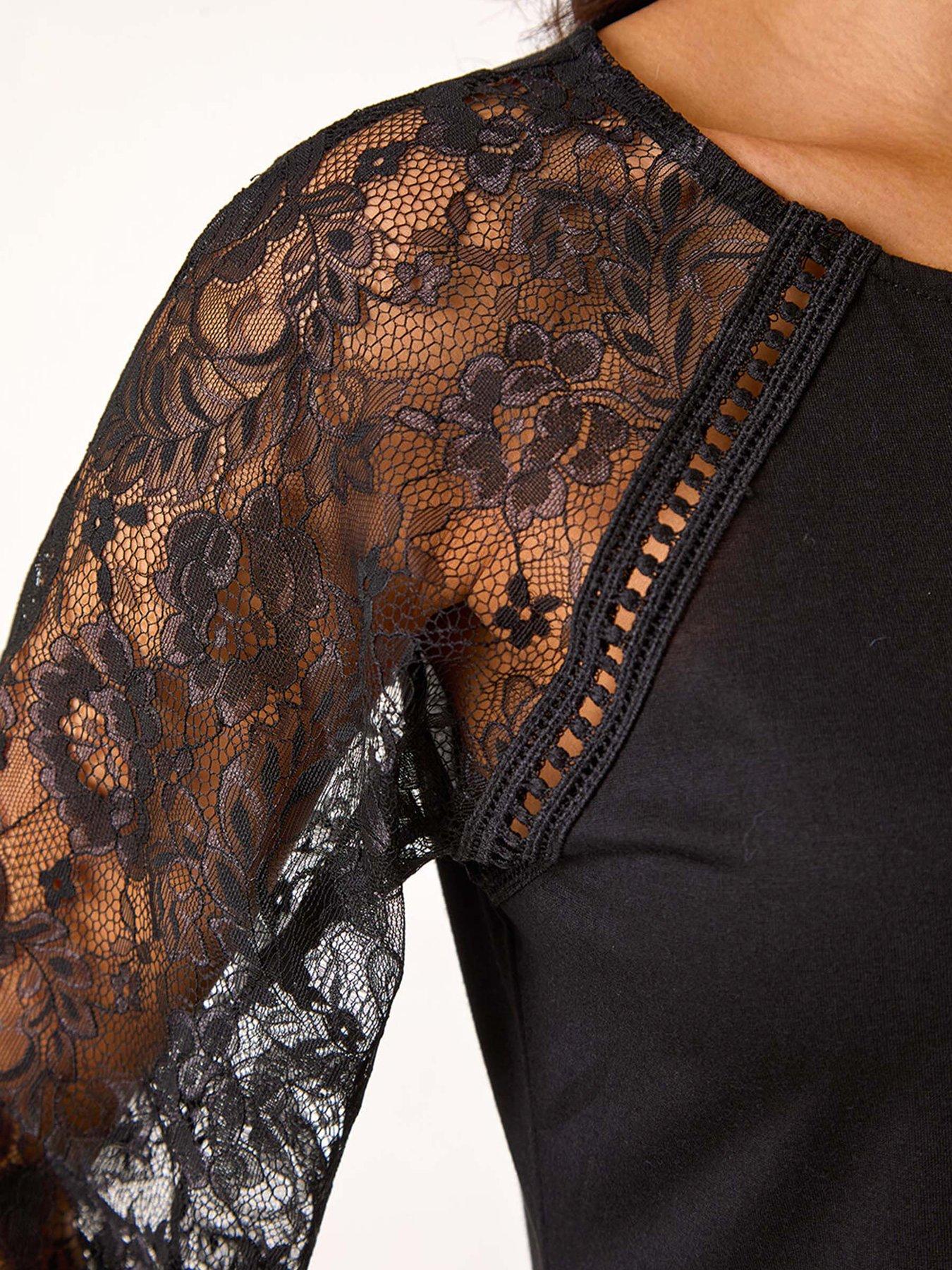 roman-lace-sleeve-stretch-tunic-top-blackdetail
