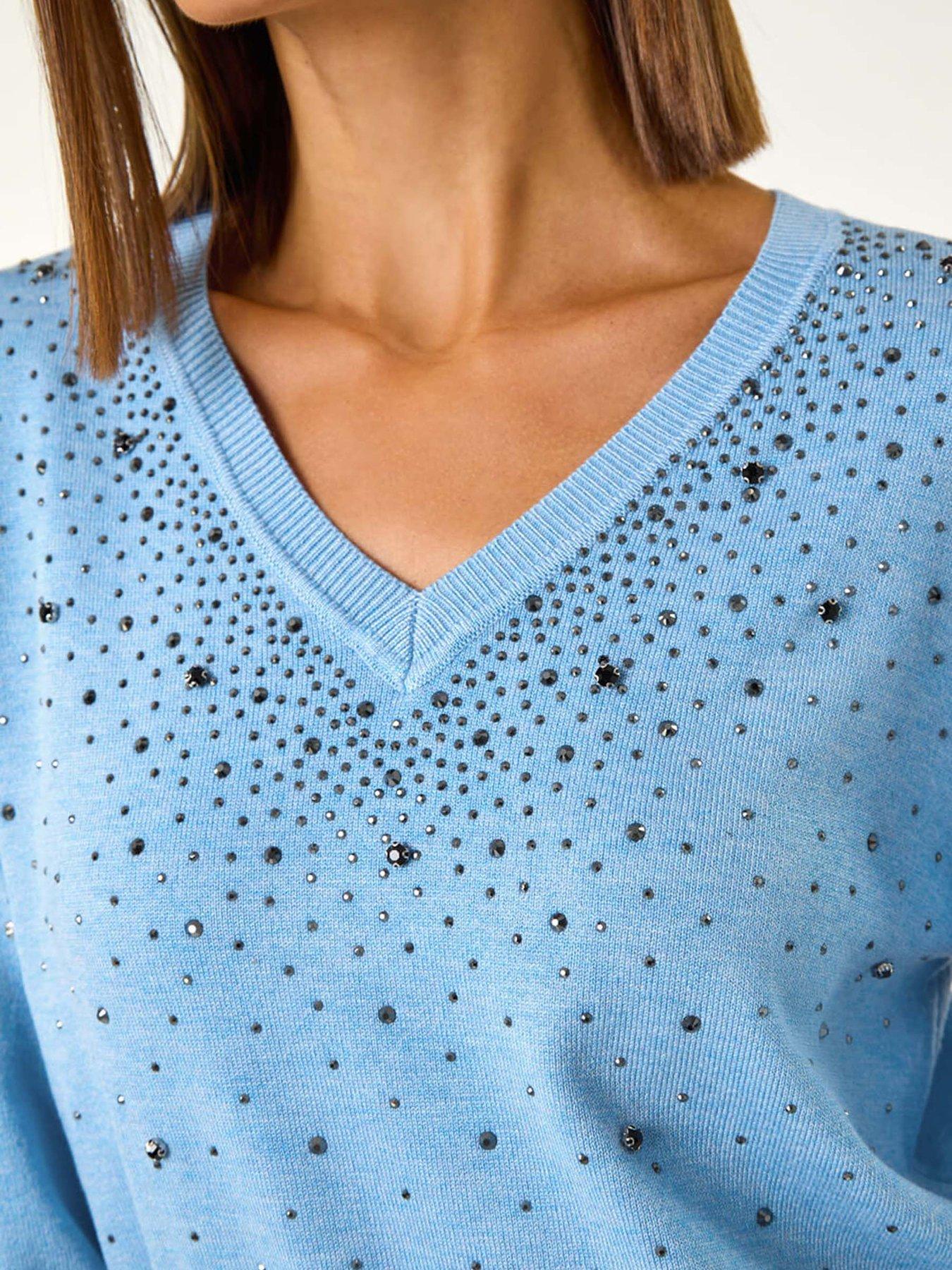 roman-v-neck-sparkle-hotfix-knit-jumper-bluedetail