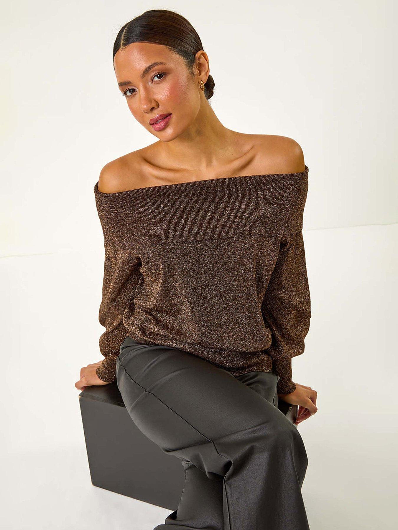 roman-bardot-shimmer-knit-jumper-bronzeoutfit