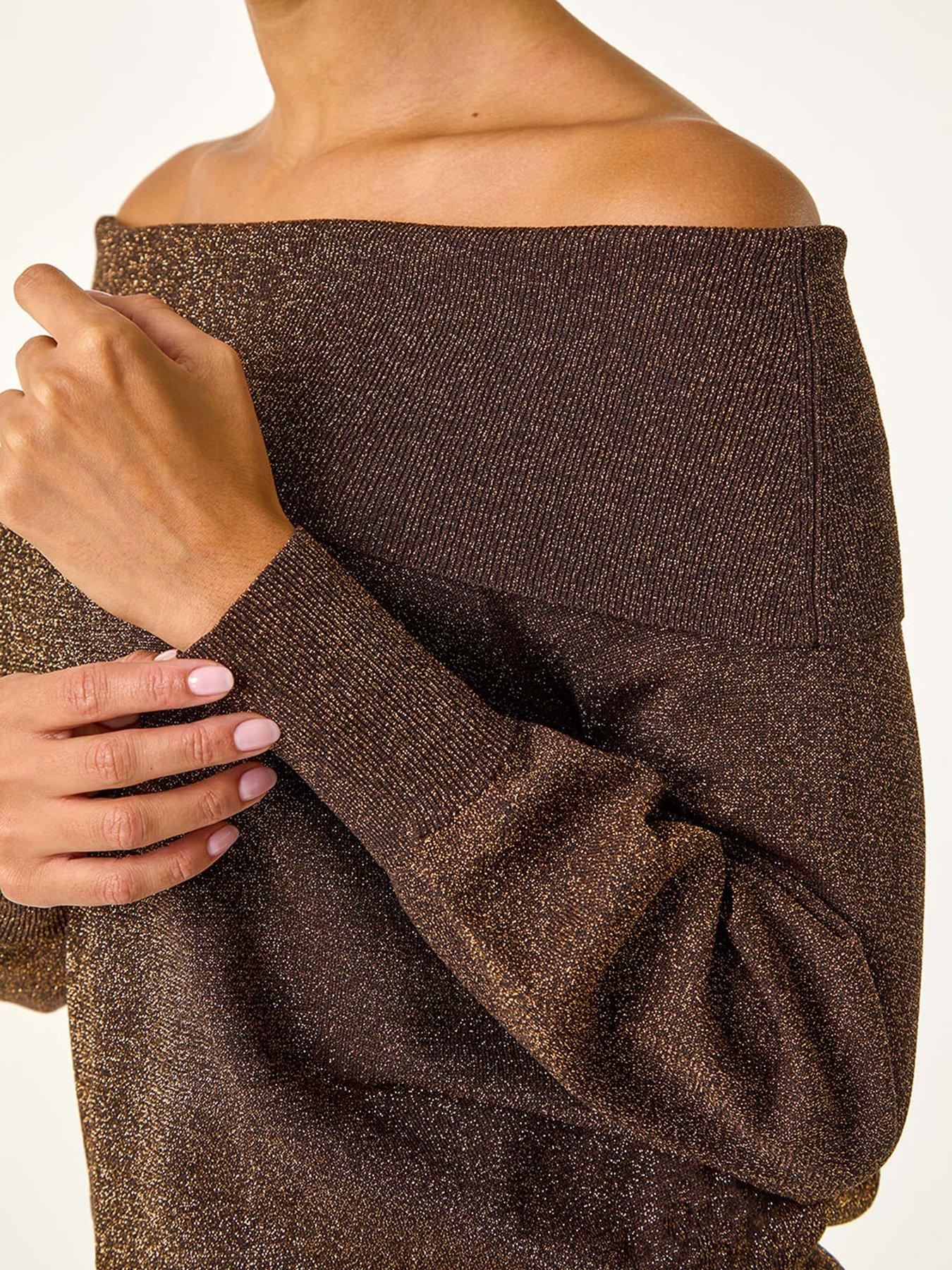 roman-bardot-shimmer-knit-jumper-bronzedetail
