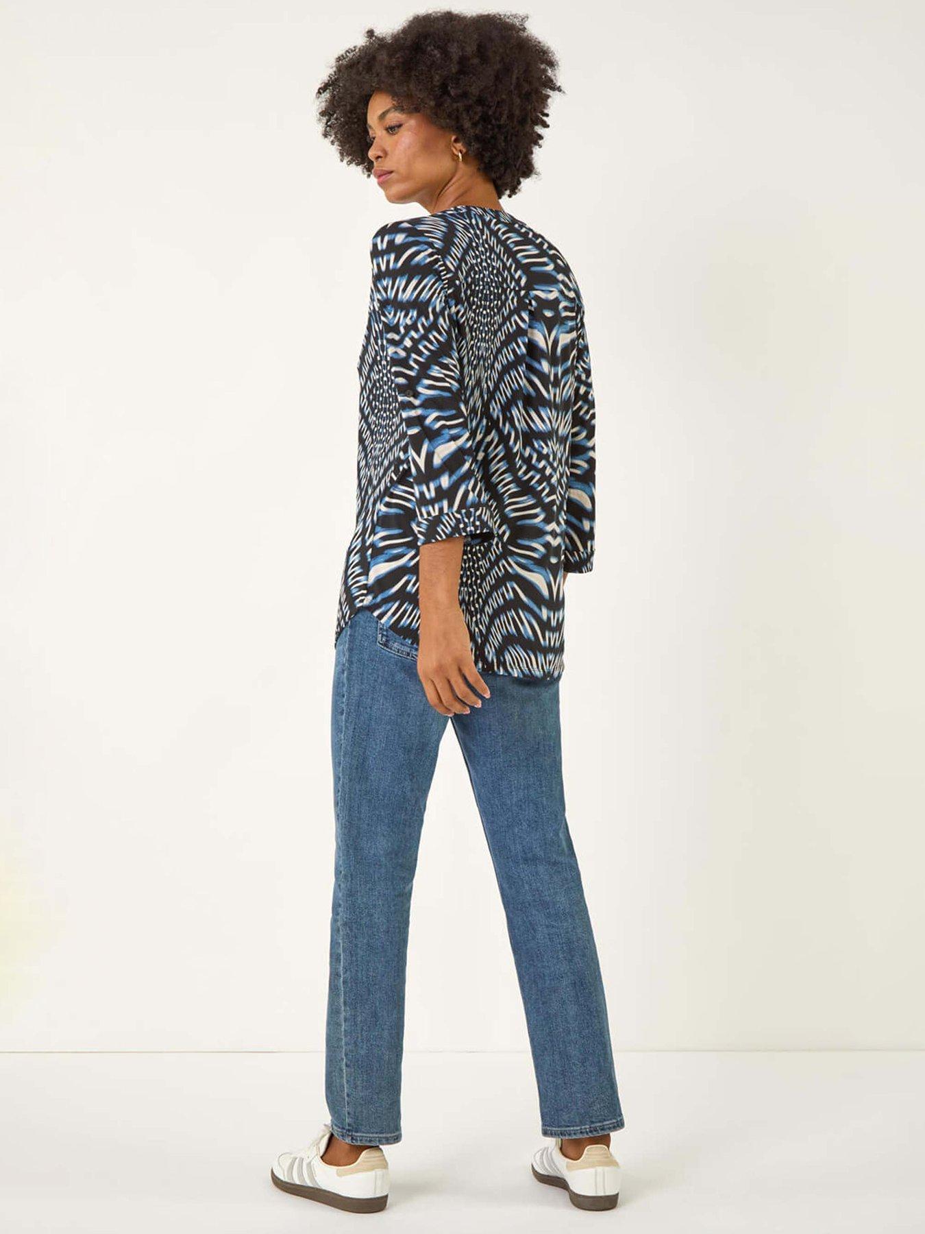 roman-abstract-puff-print-stretch-top-bluestillFront