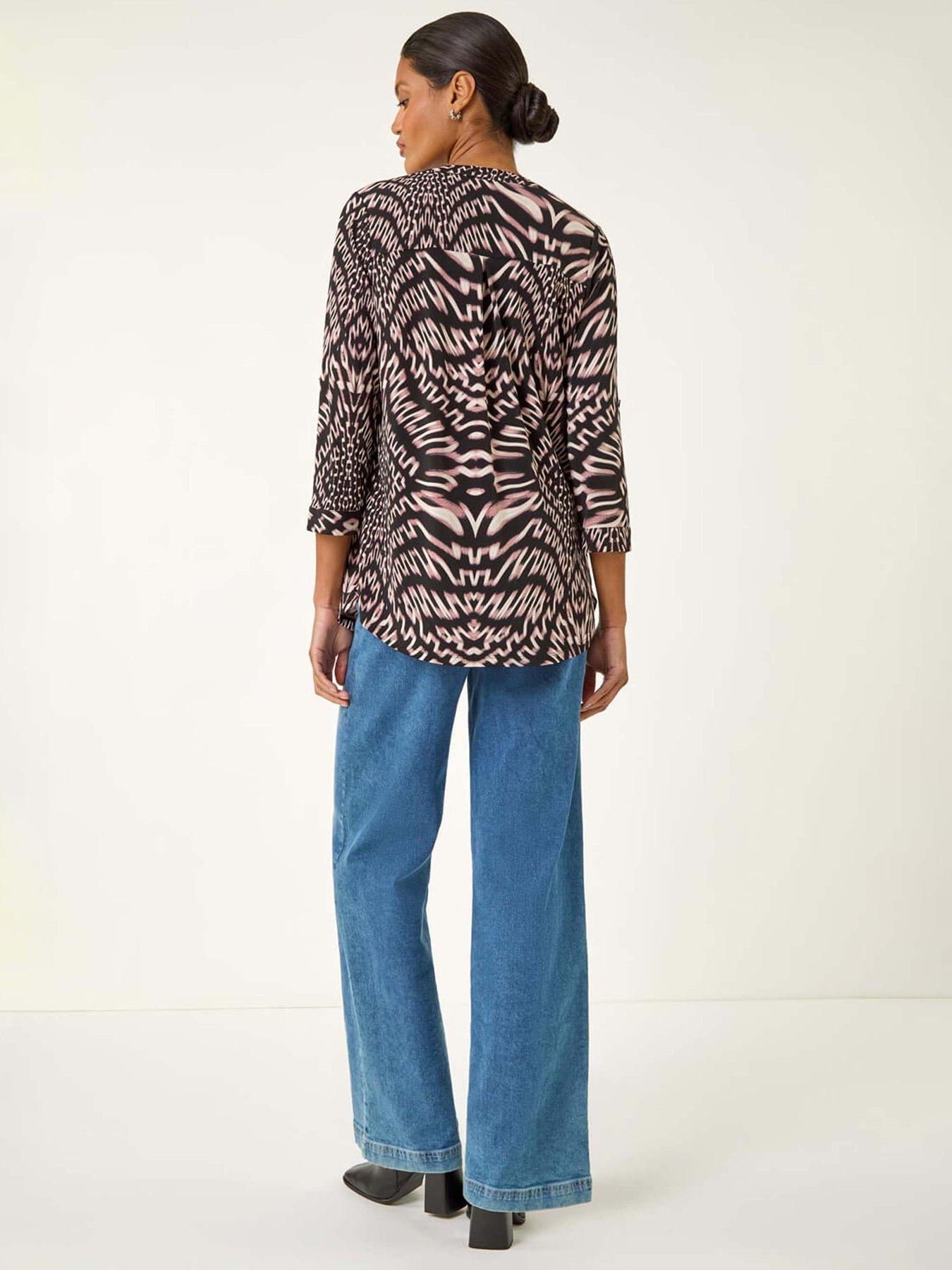 roman-abstract-puff-print-stretch-top-light-pinkstillFront