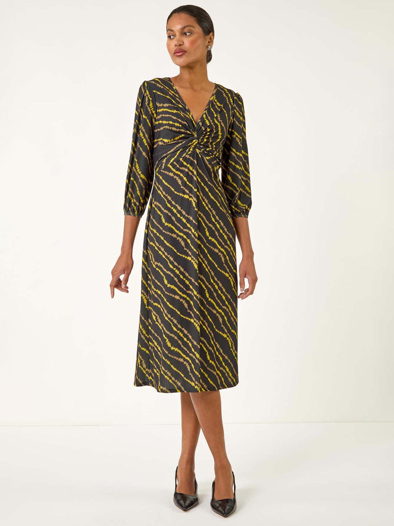 roman-abstract-twist-front-midi-dress-yellowfront