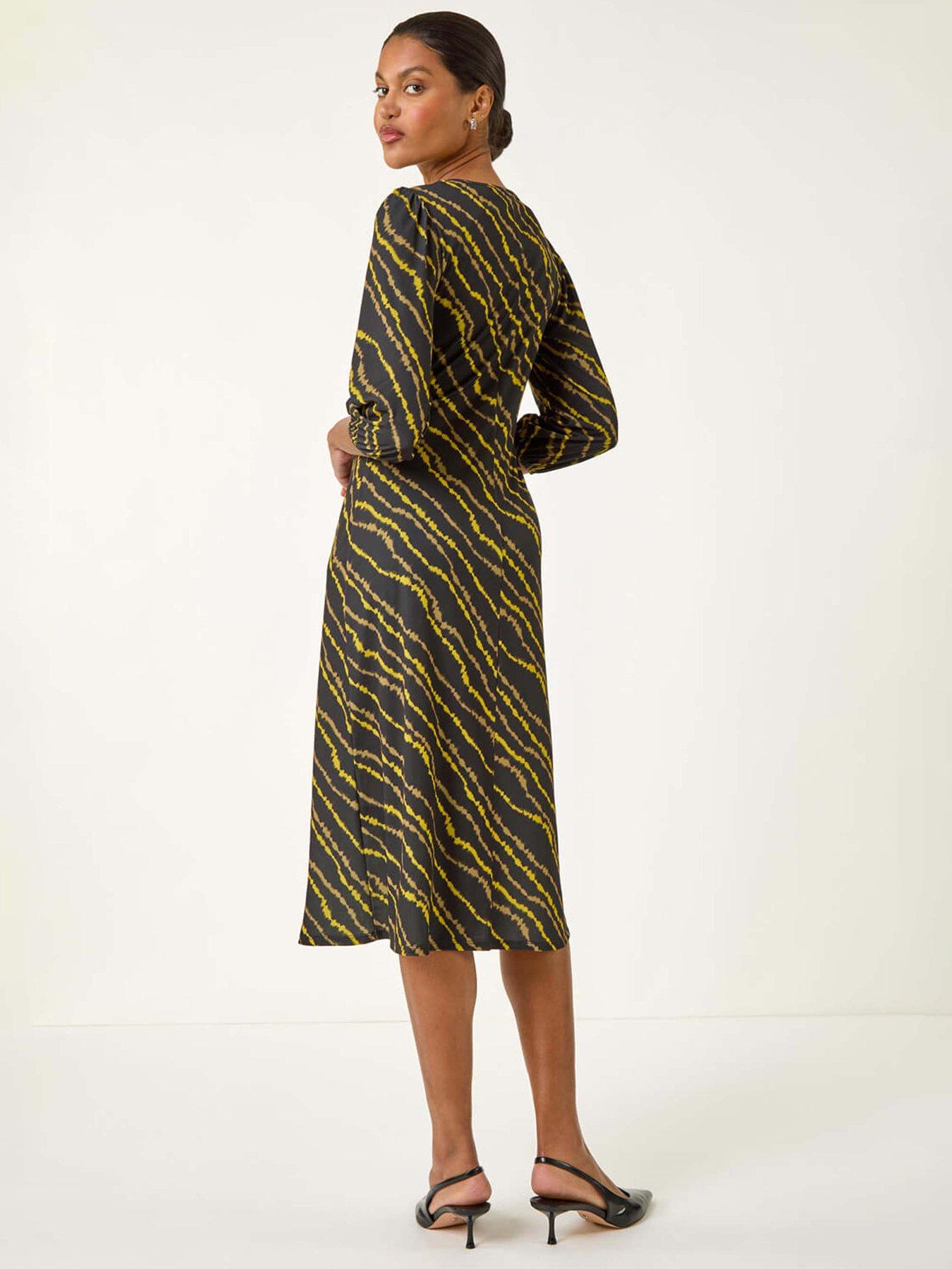 roman-abstract-twist-front-midi-dress-yellowstillFront