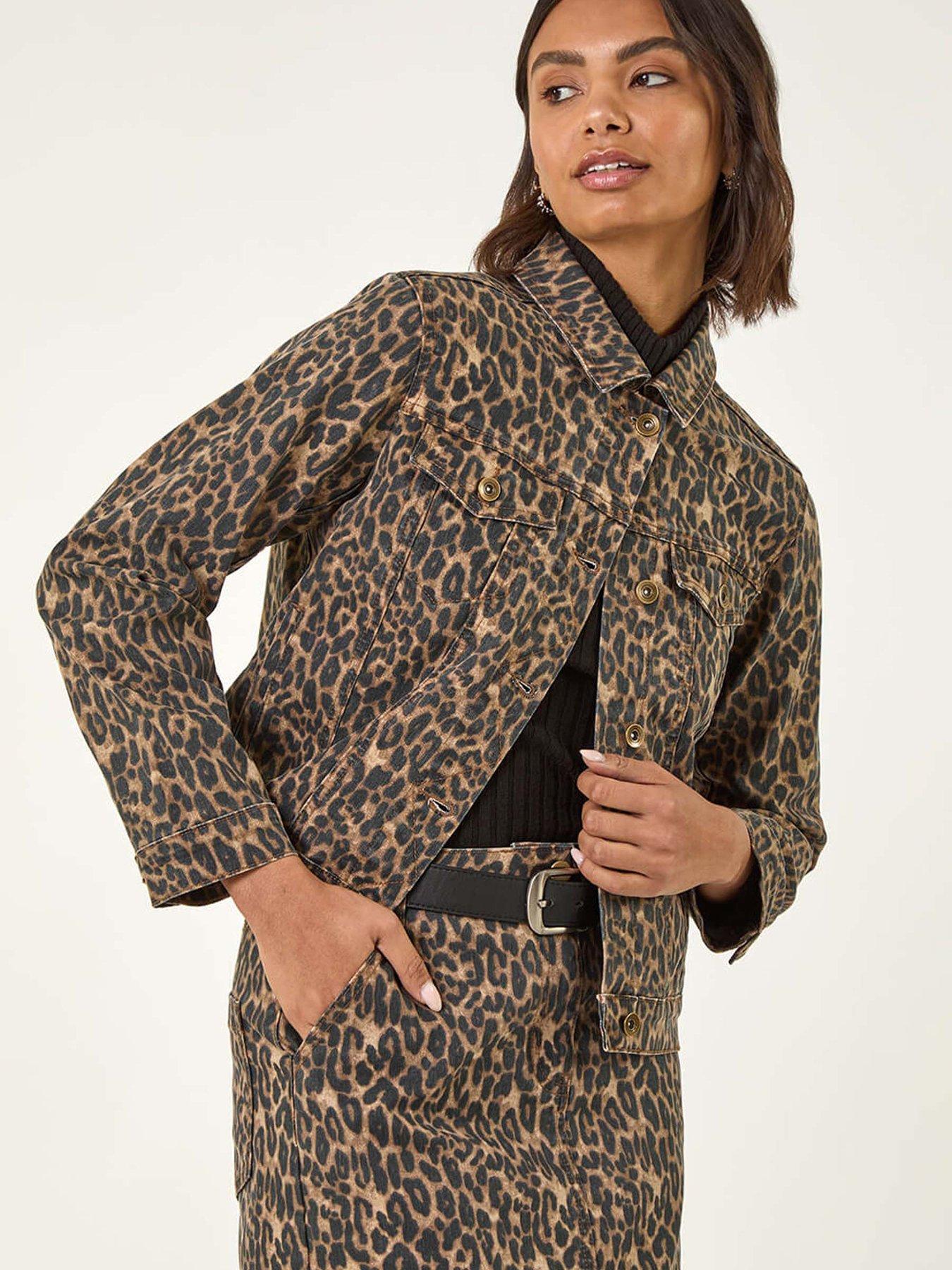 Image 1 of 5 of Roman Animal Print Twill Jacket - Chocolate