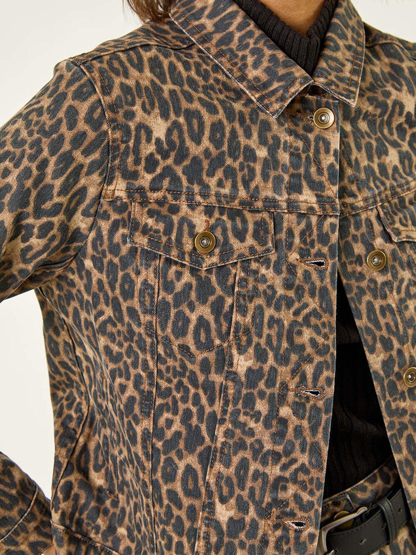 Image 5 of 5 of Roman Animal Print Twill Jacket - Chocolate