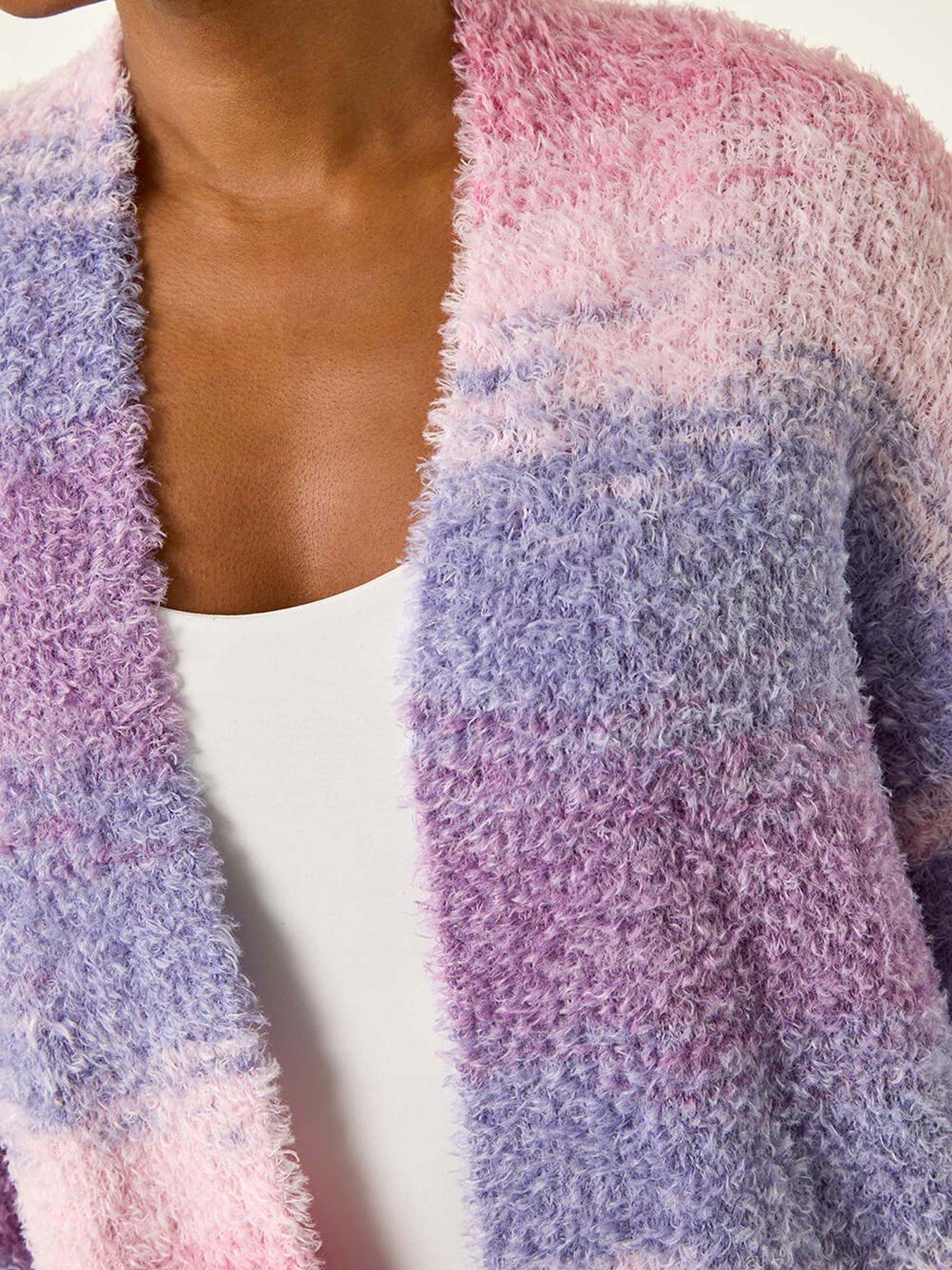 roman-fluffy-stripe-longline-cardigan-pinkdetail