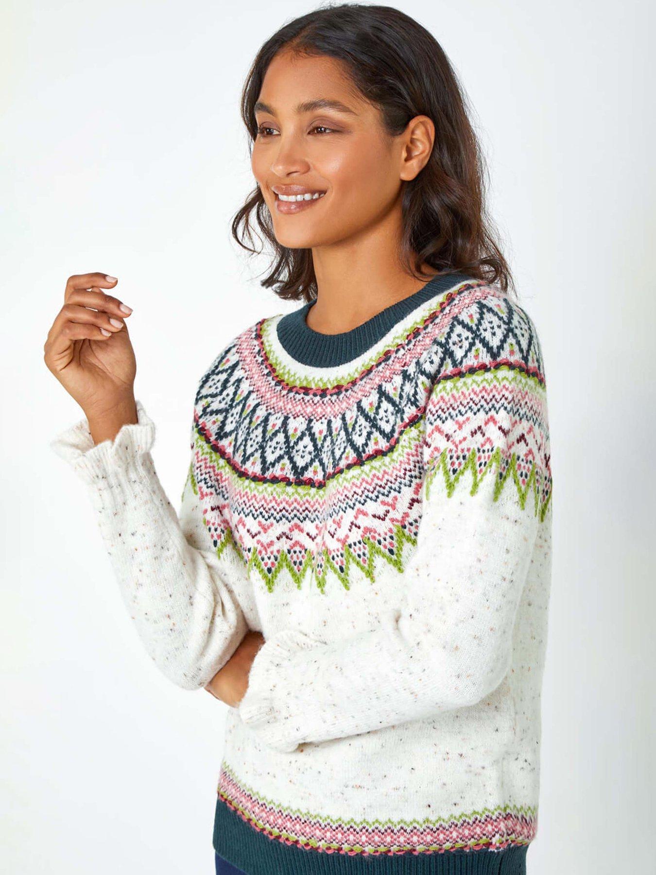 Roman Fairisle Frill Detail Stretch Jumper - Multi