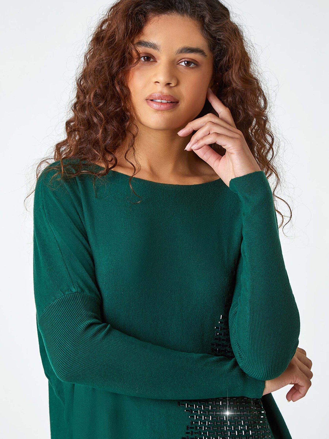 roman-embellished-star-print-longline-jumper-emeraldoutfit