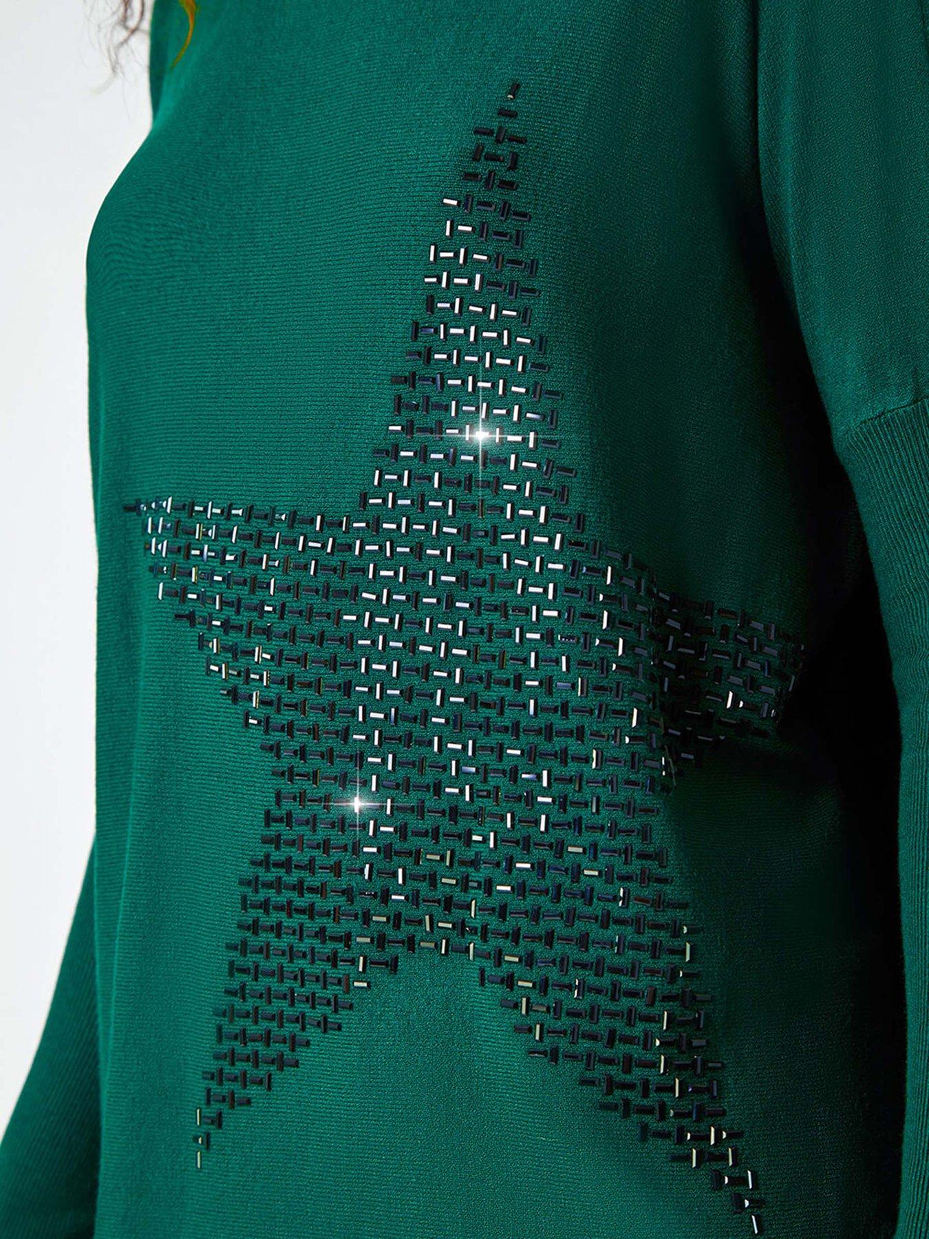 roman-embellished-star-print-longline-jumper-emeralddetail
