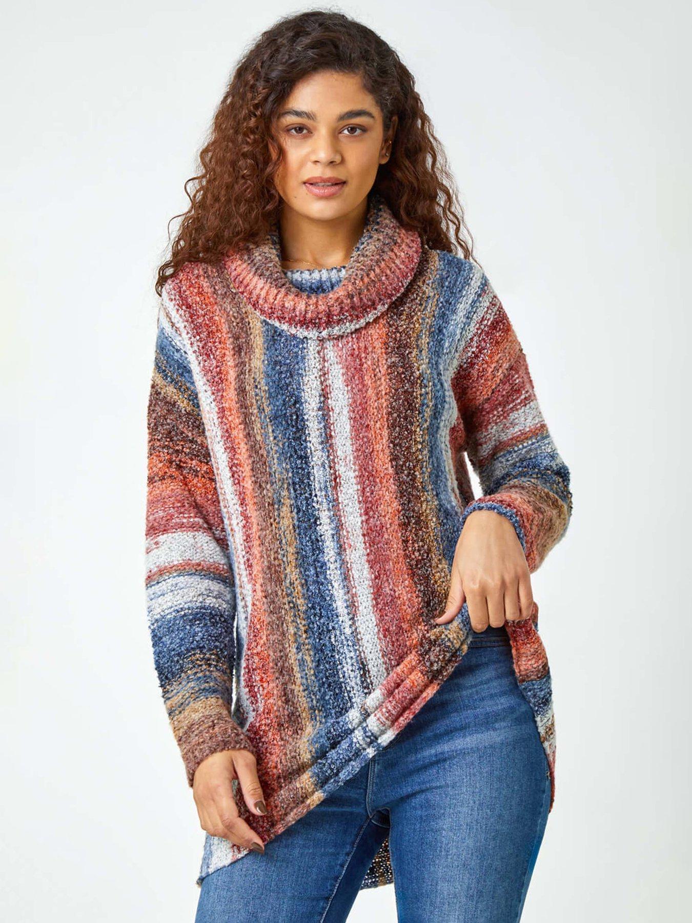 Roman Boucle Stripe Cowl Neck Jumper - Multi