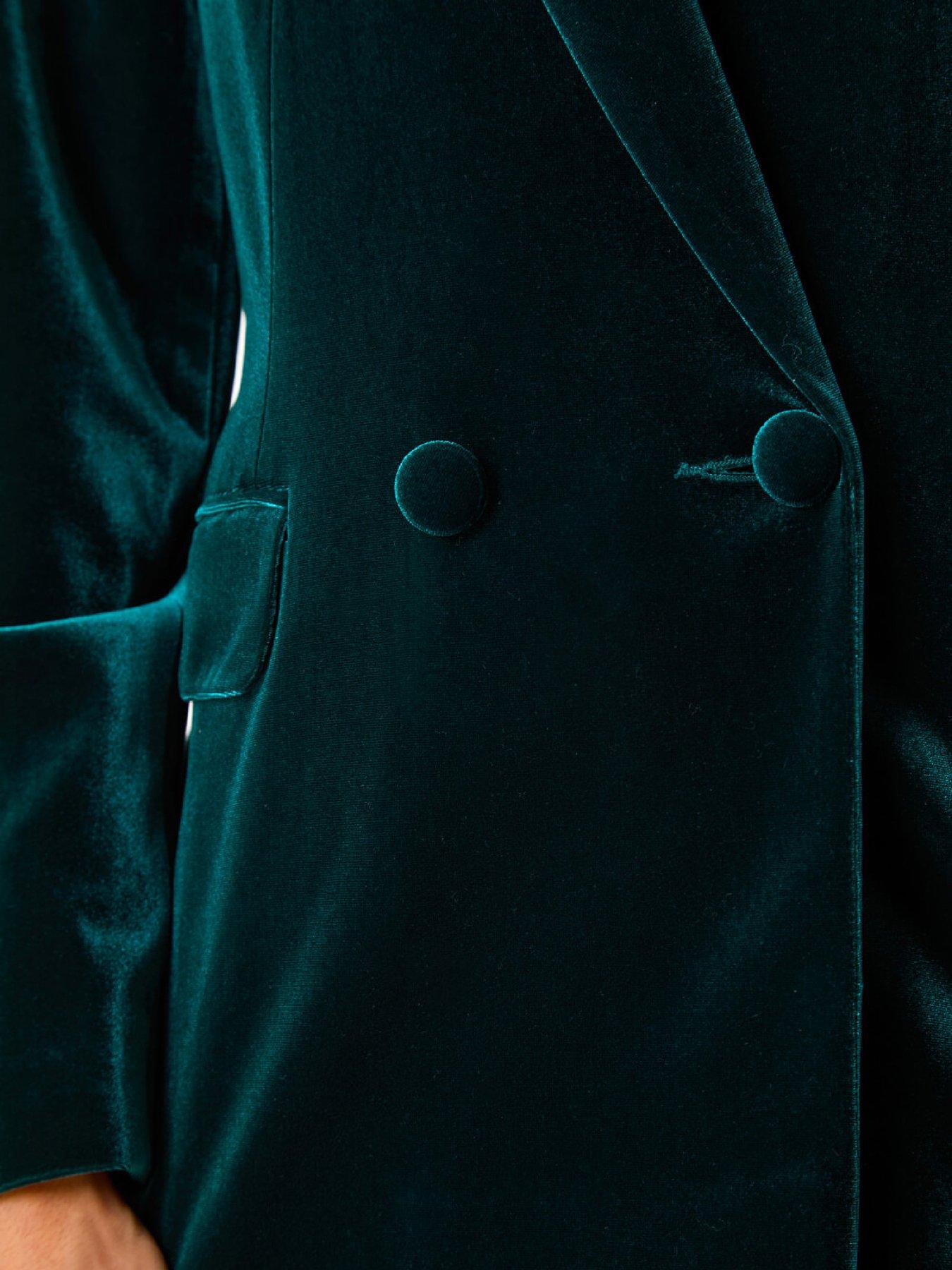 Image 5 of 5 of Roman Velvet Double Breasted Blazer - Green