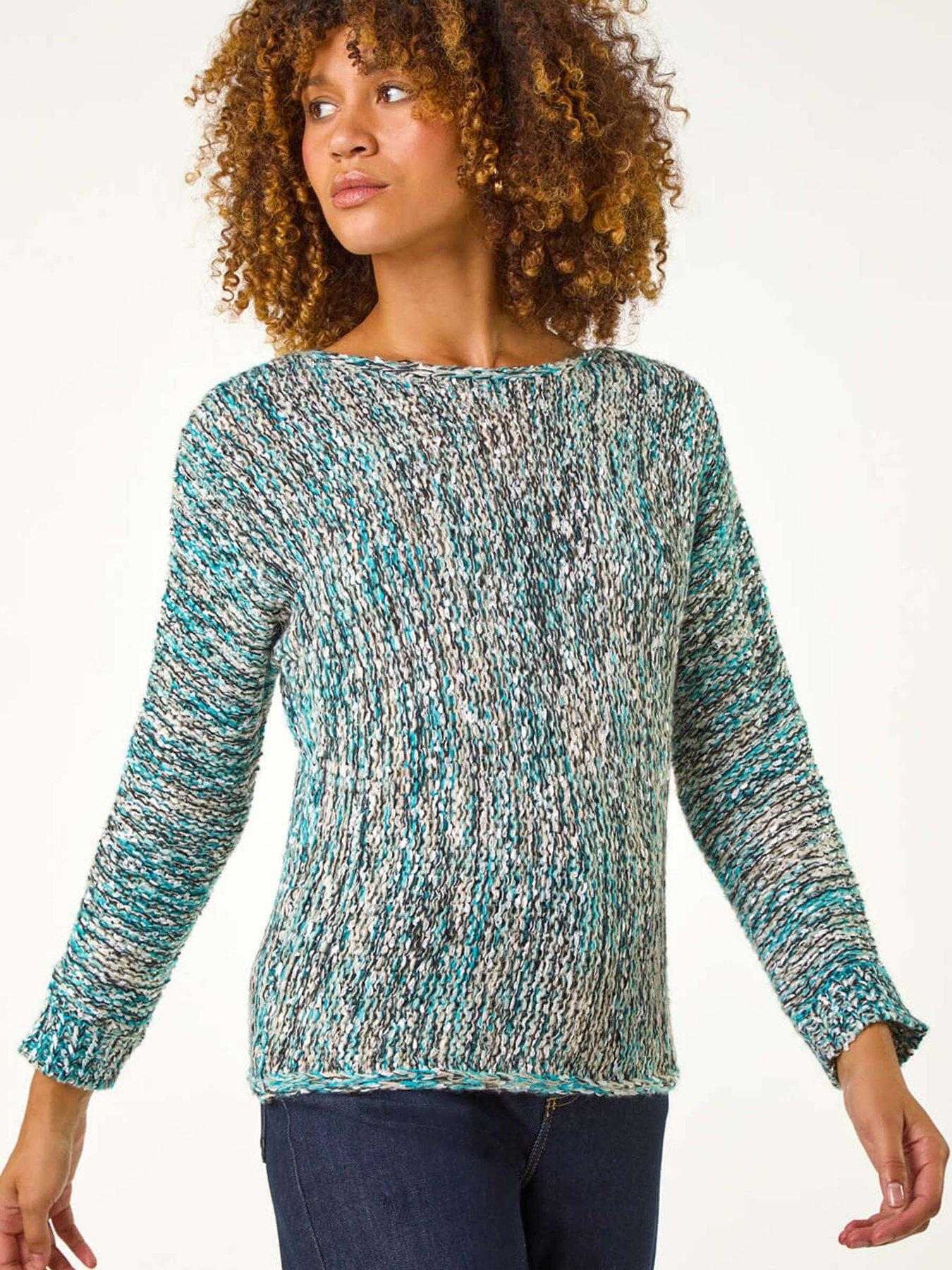 Roman Batwing Tape Yarn Jumper - Turquoise