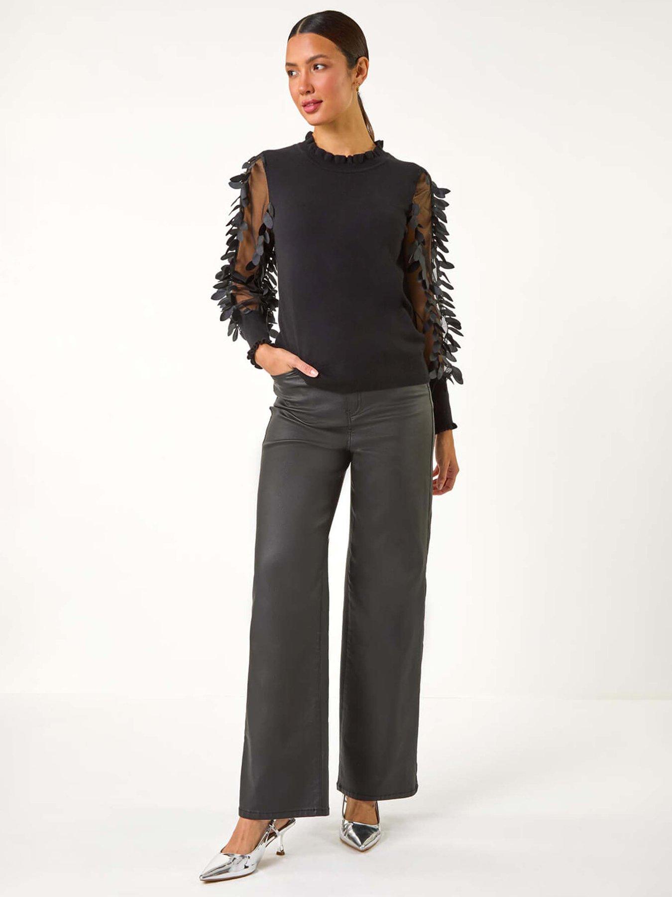 roman-sheer-feather-sleeved-jumper-blackback