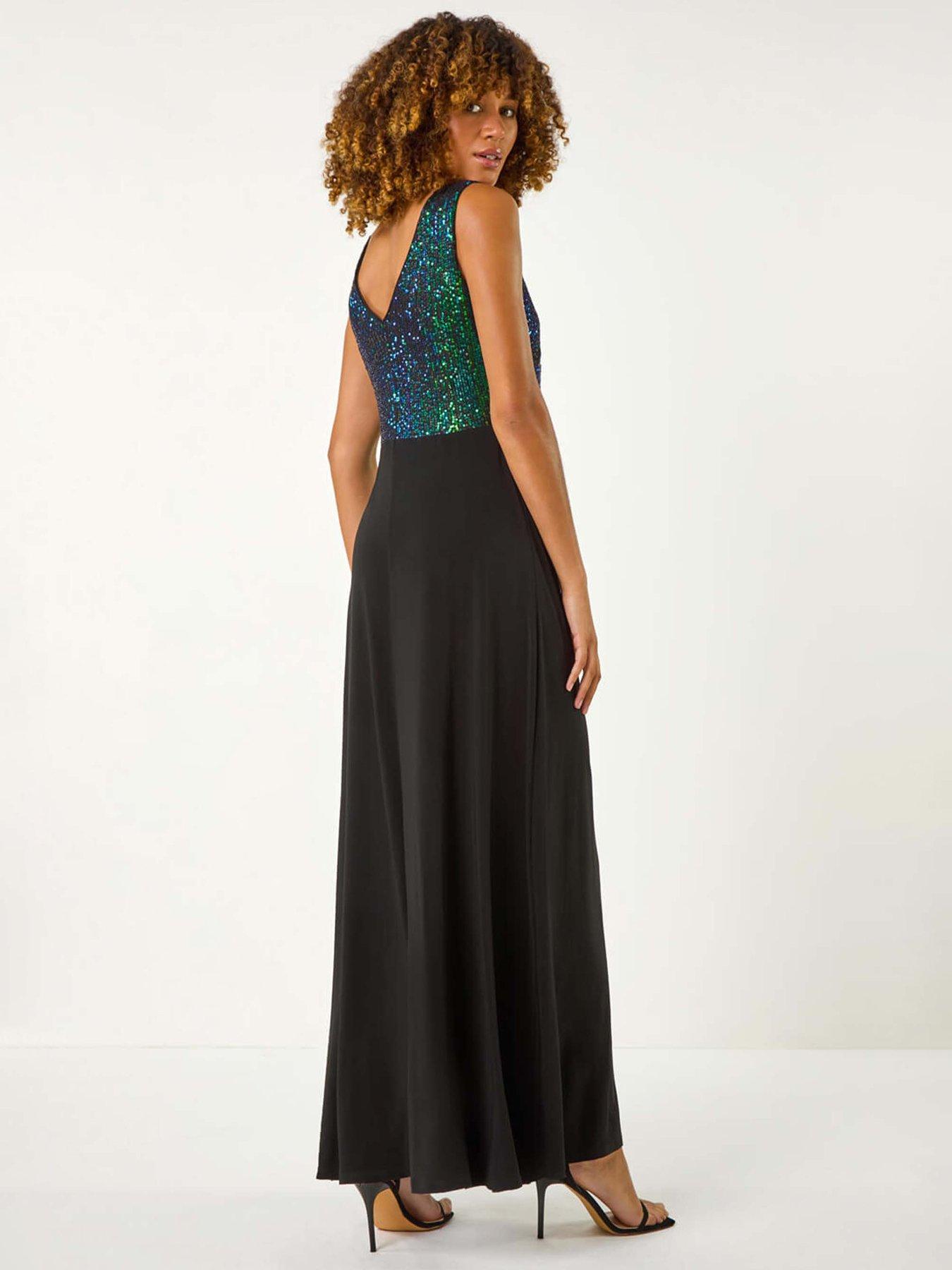 roman-contrast-sequin-bodice-maxi-dress-greenstillFront